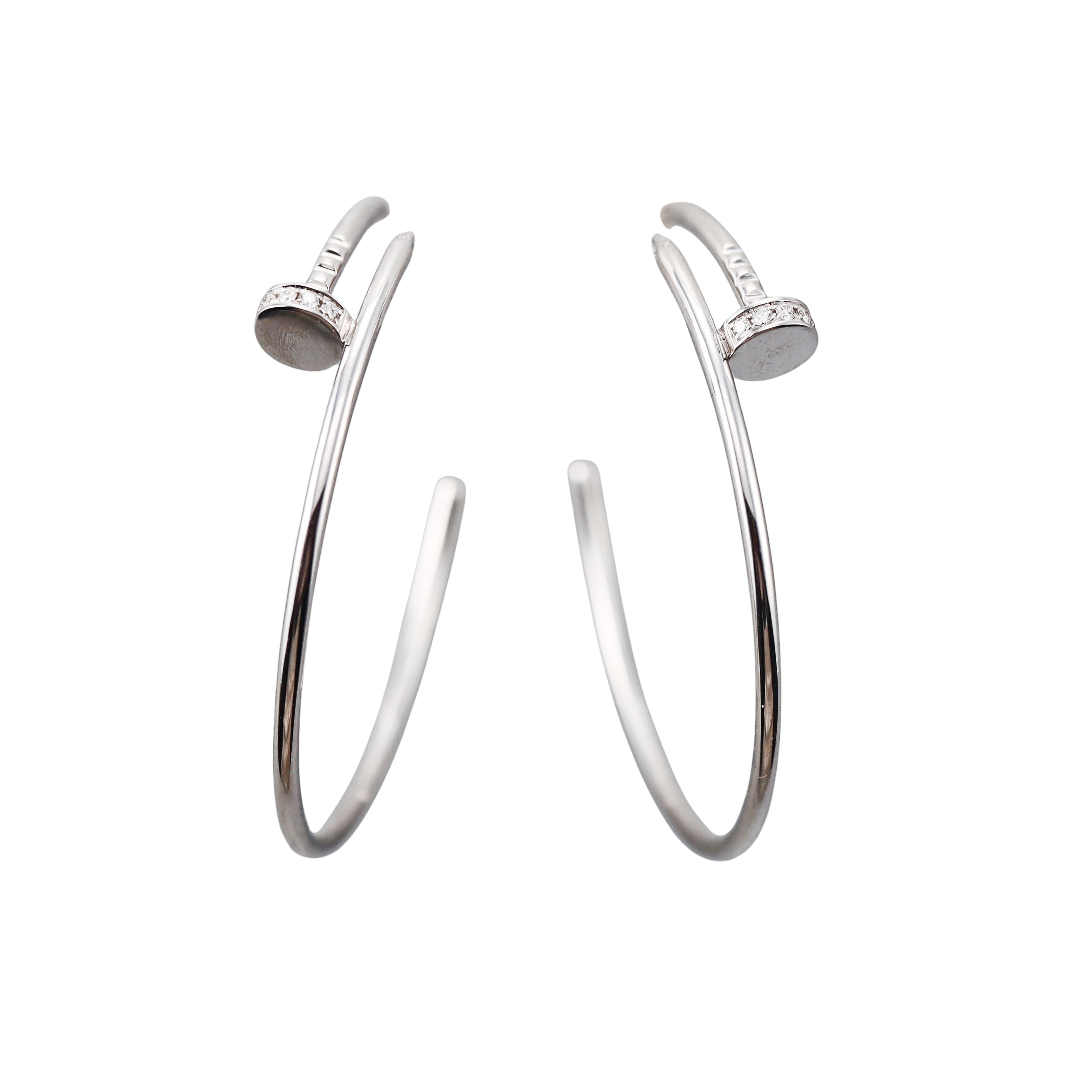 Cartier Juste Un Clou Gold Diamond Nail Hoop Earrings Large