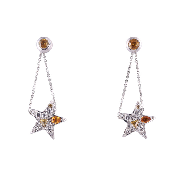 Pomellato 18k Gold Diamond Citrine Star Earrings