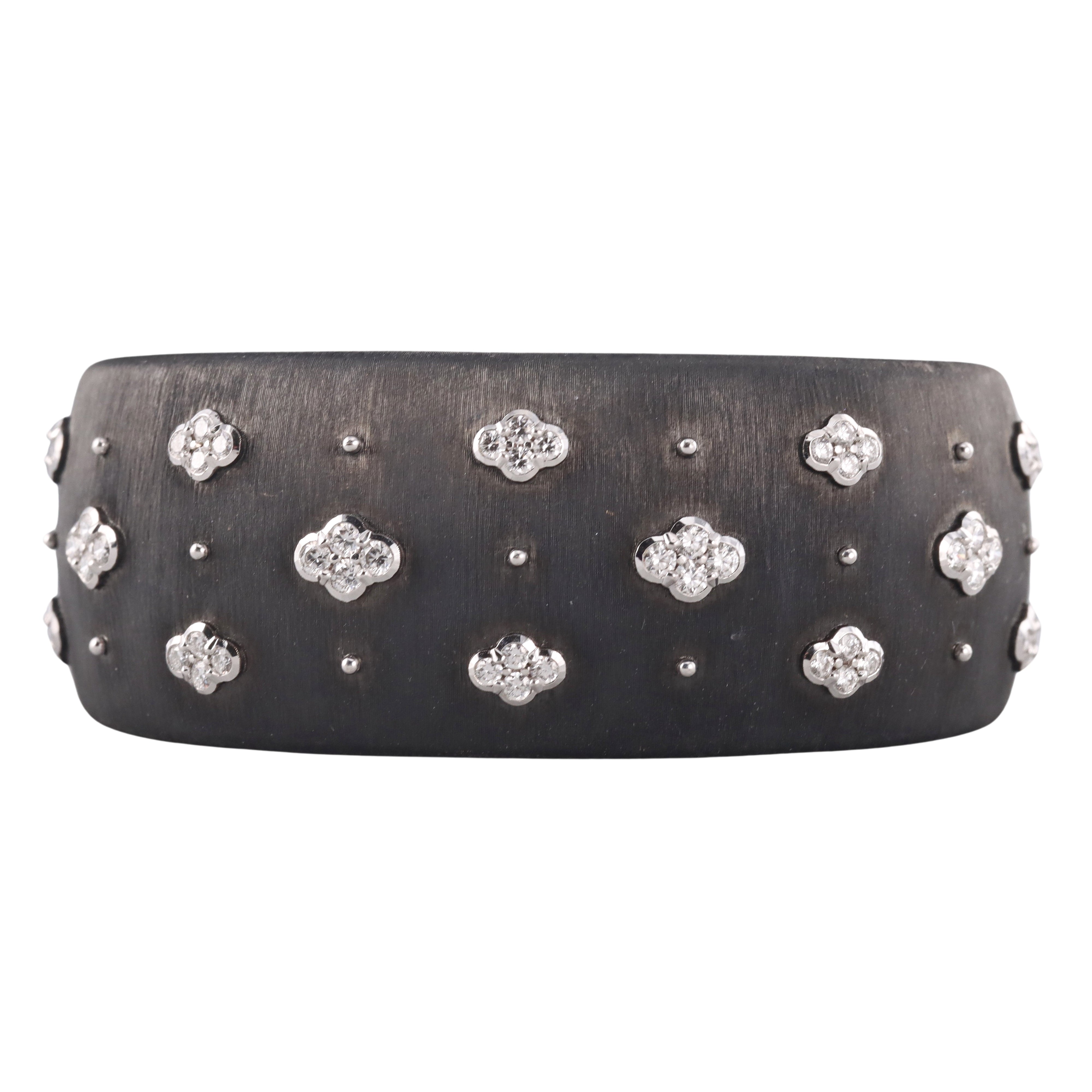 Buccellati Macri AB Diamond Blackened Gold Cuff Bracelet