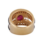Italian 2.39ct Ruby Diamond Enamel Gold Ring