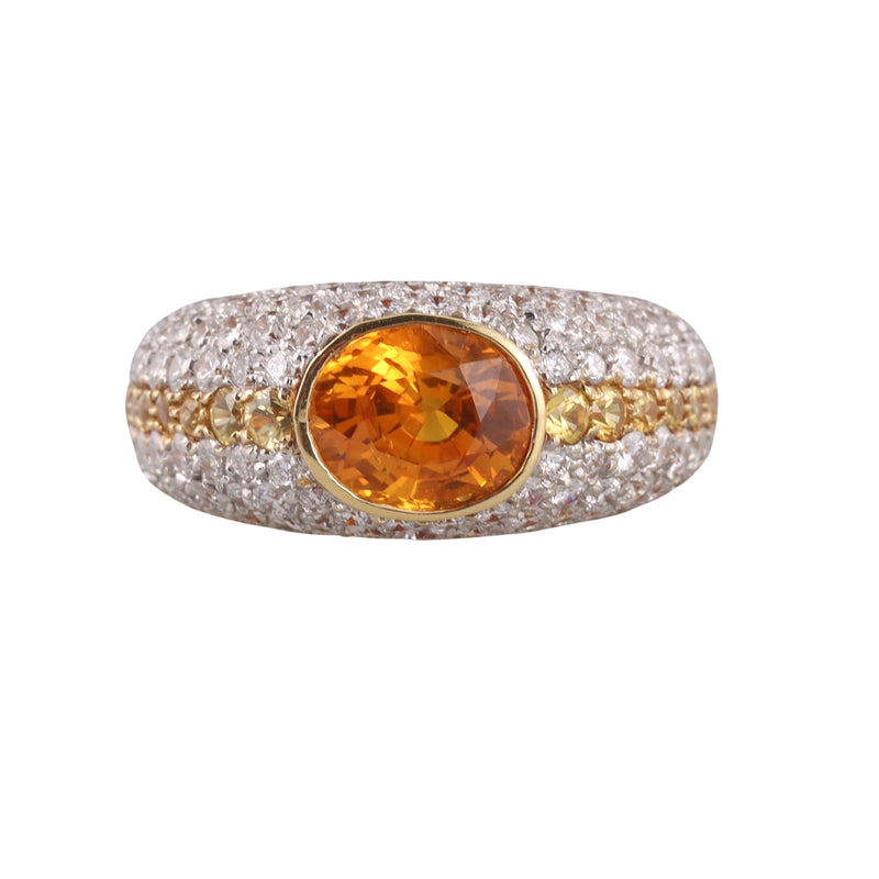 Italian 2.61ct Yellow Sapphire Diamond Gold Ring