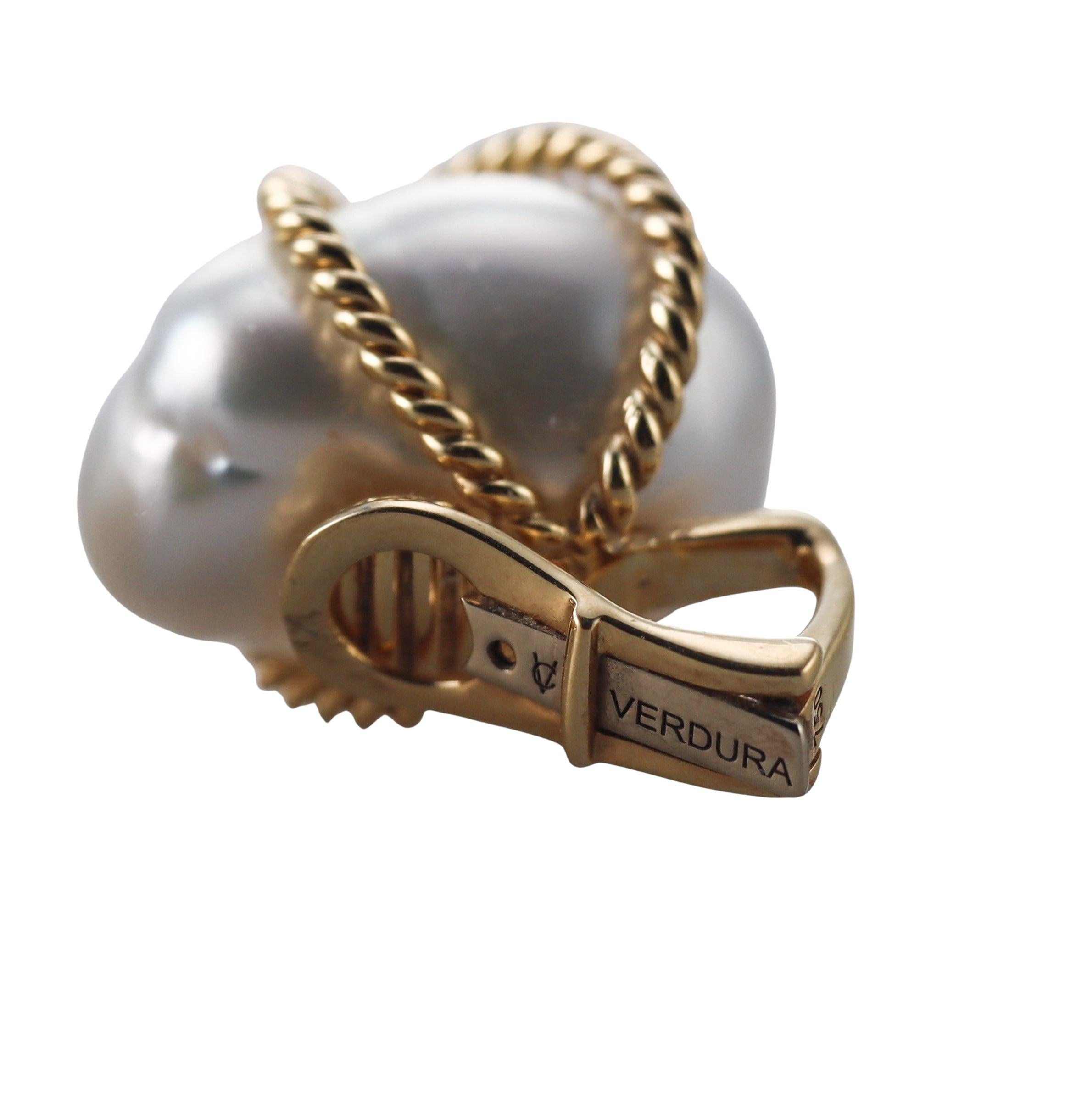 Verdura Gold Wrapped Pearl Earrings