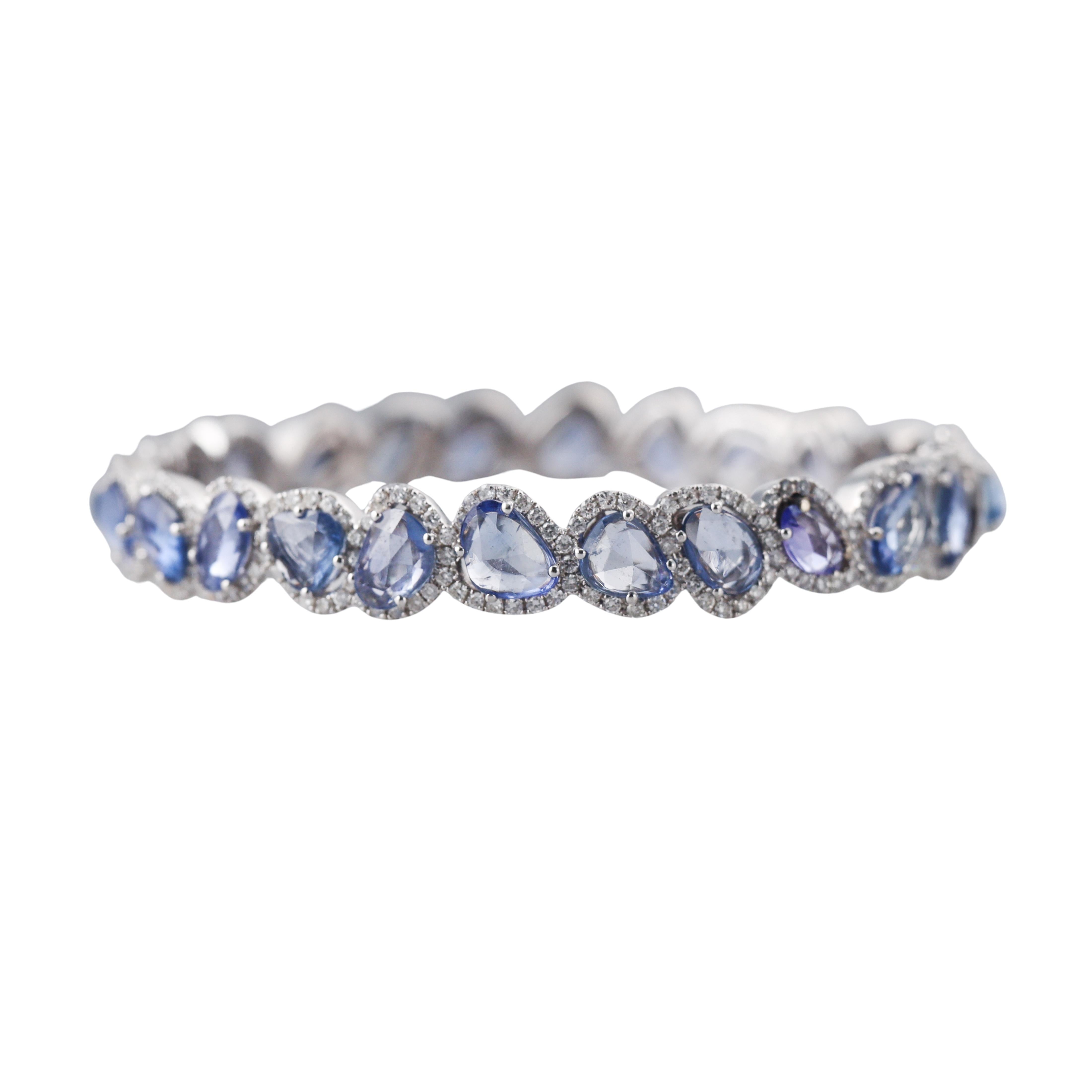 Sapphire Diamond Gold Bangle Bracelet