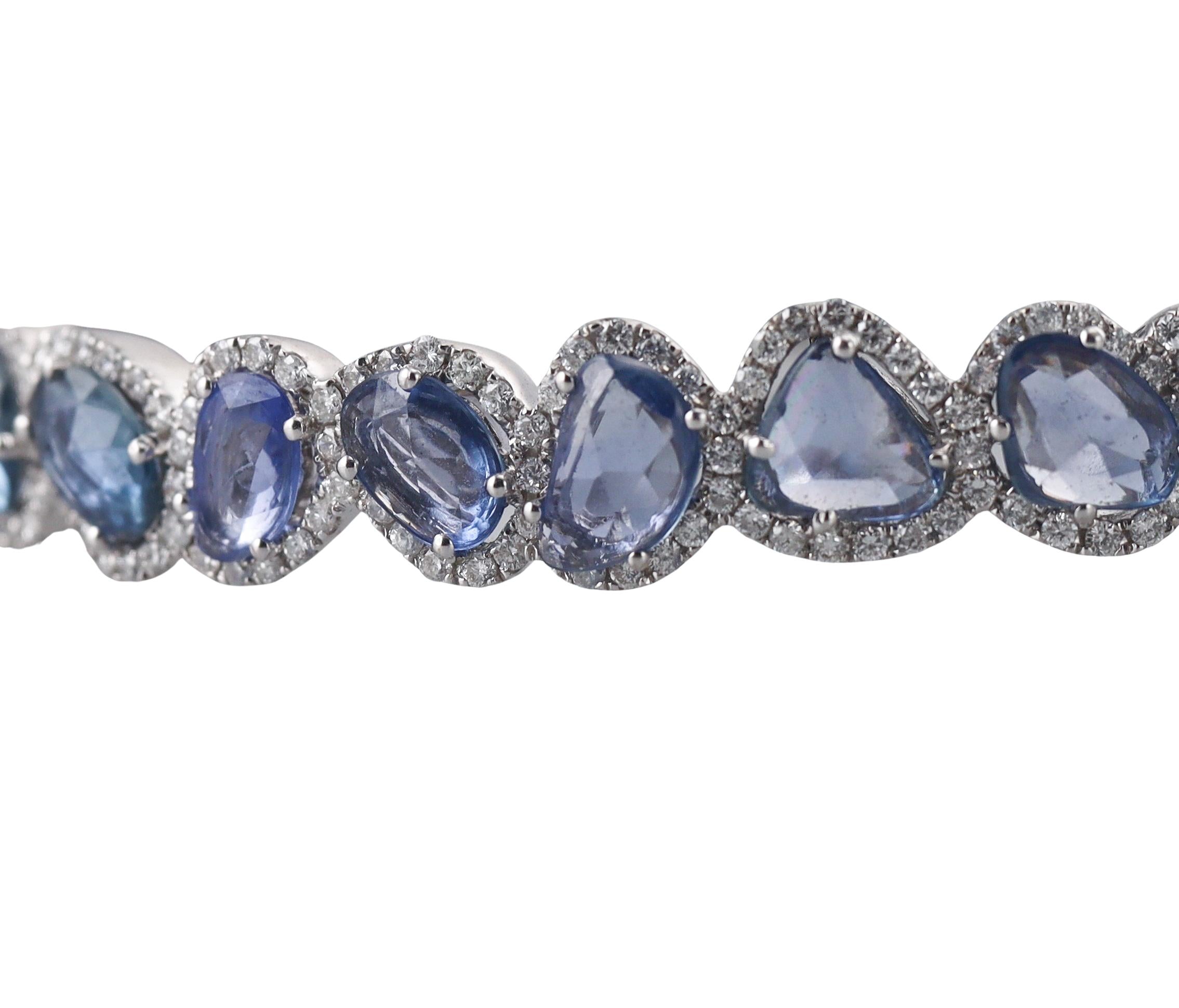 Sapphire Diamond Gold Bangle Bracelet