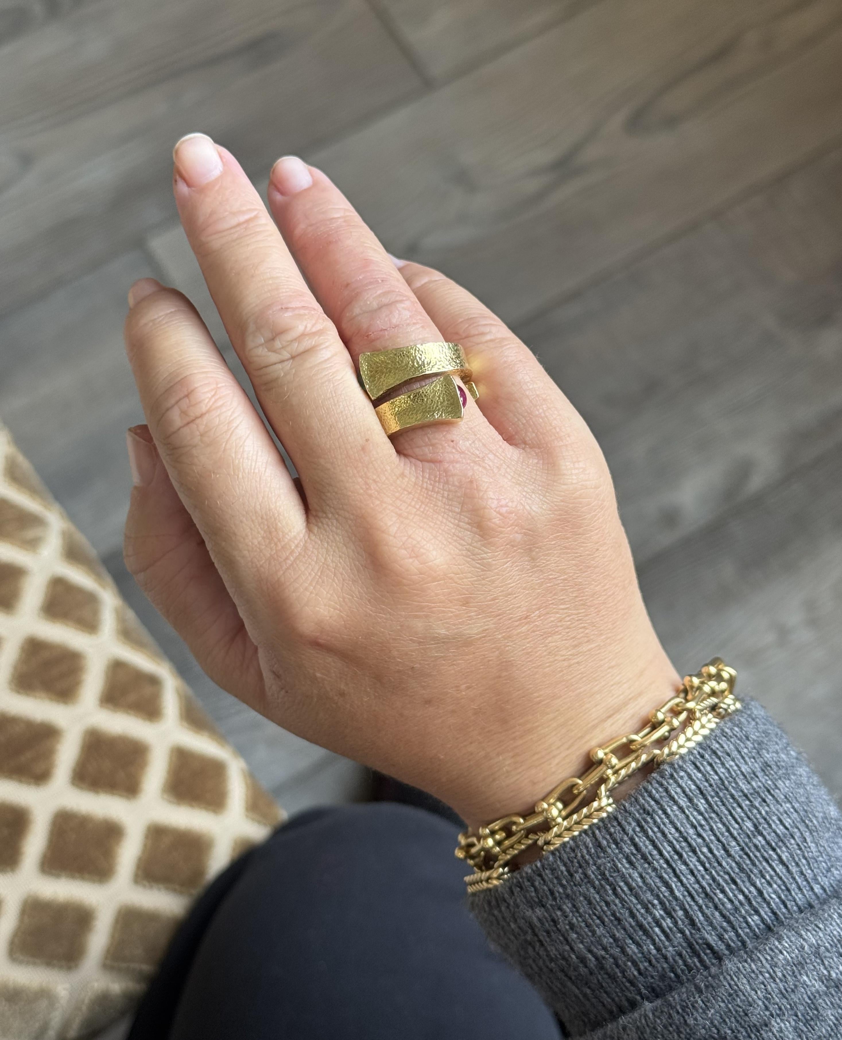 David Webb Gold Emerald Ruby Wrap Ring