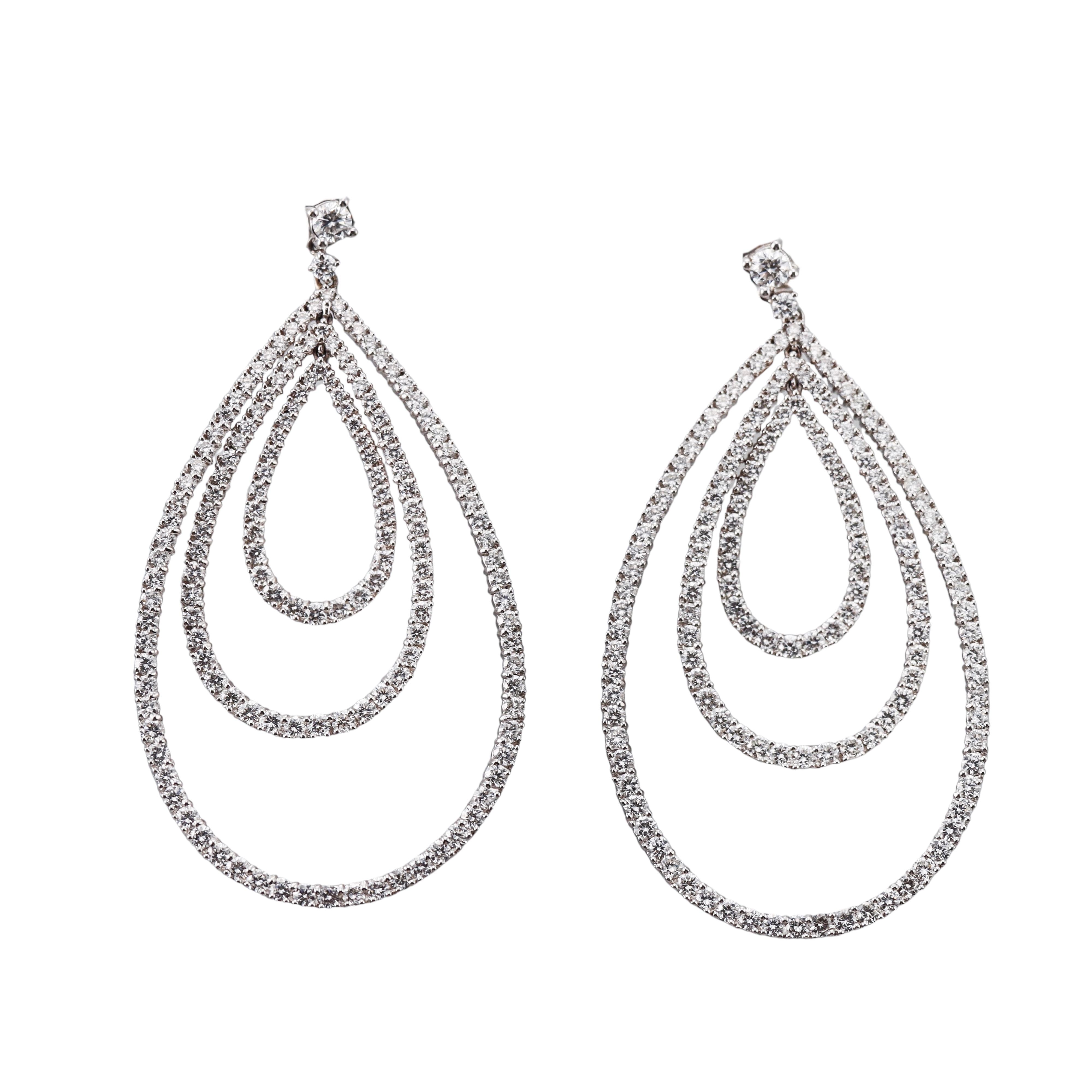 8.00 Carat Diamond Gold Teardrop Earrings