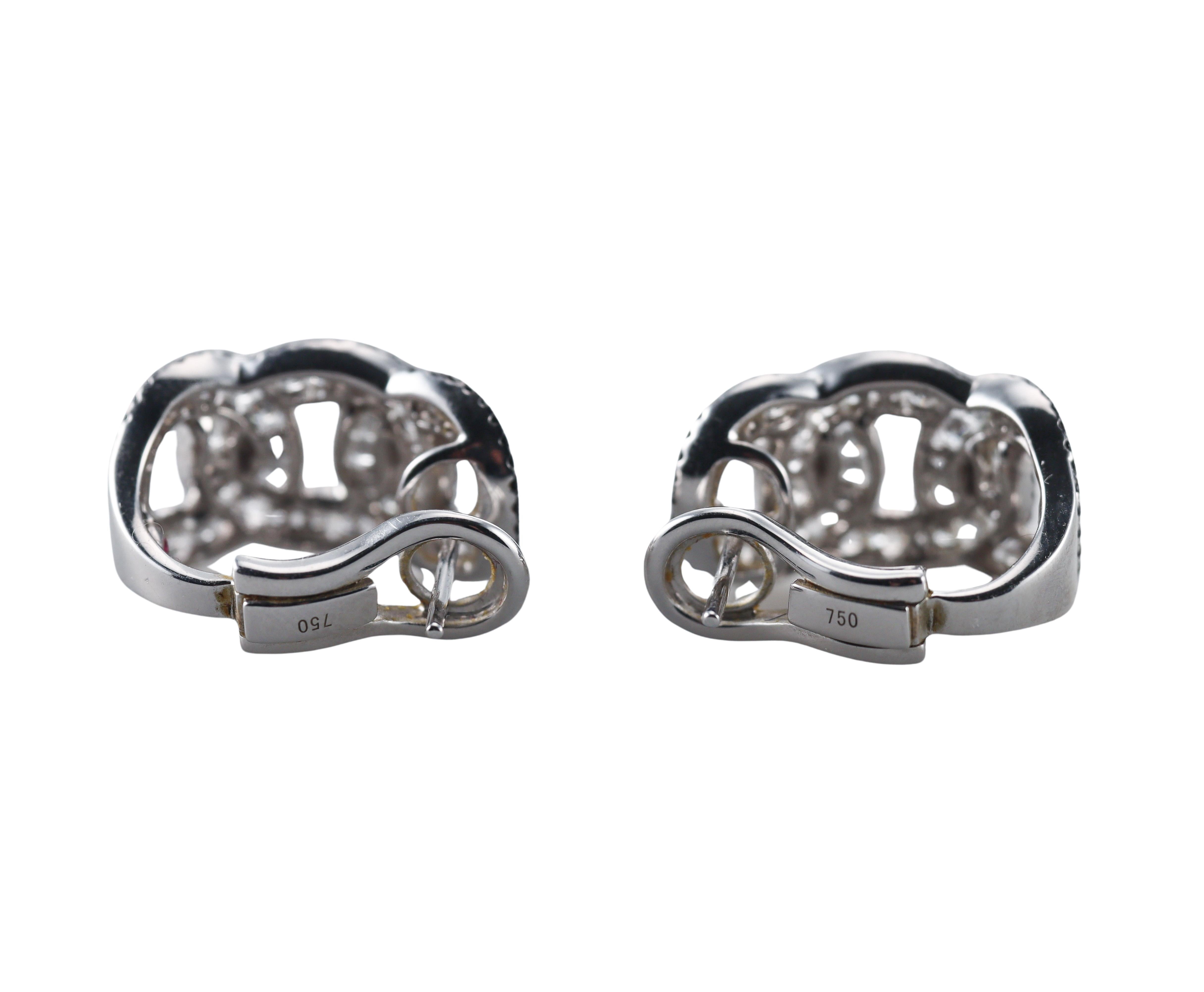 Black & White Diamond Gold Half Hoop Earrings