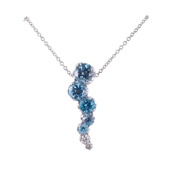 Pasquale Bruni 18k Gold Blue Topaz Diamond Pendant Necklace