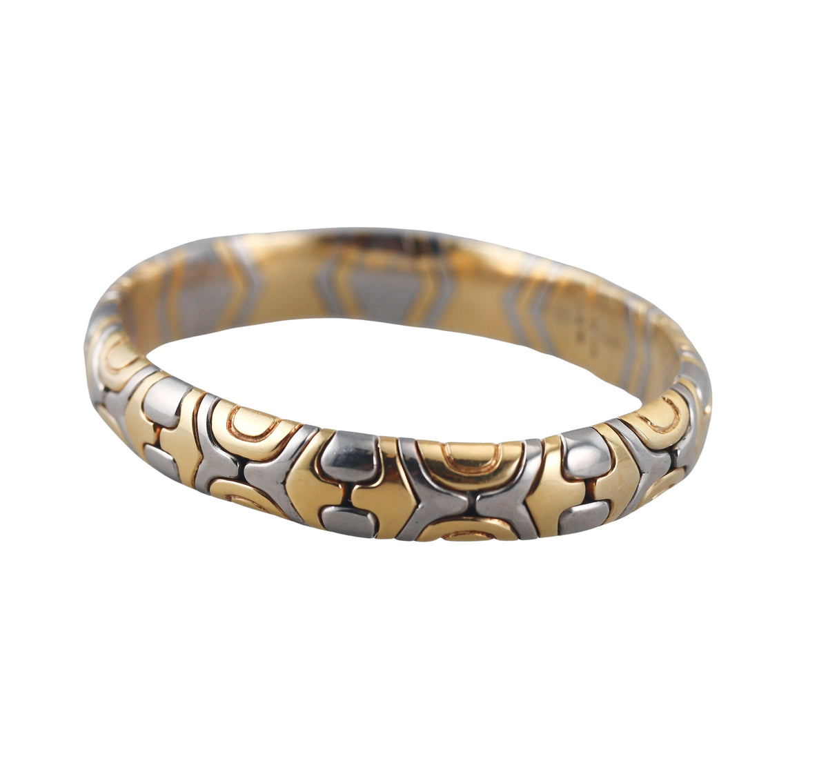 Bulgari Alveare Gold Steel Bangle Bracelet