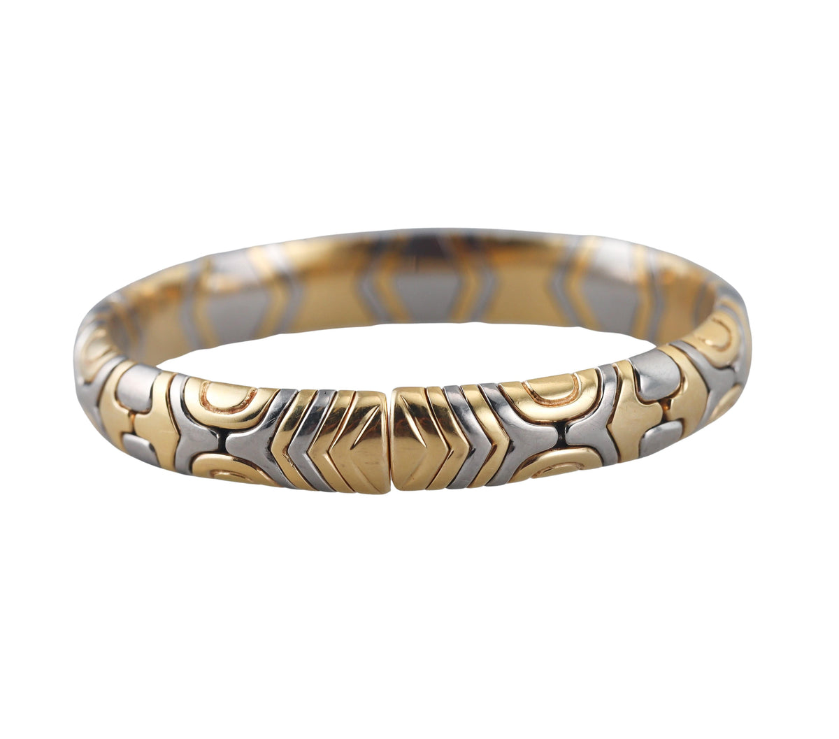 Bulgari Alveare Gold Steel Bangle Bracelet