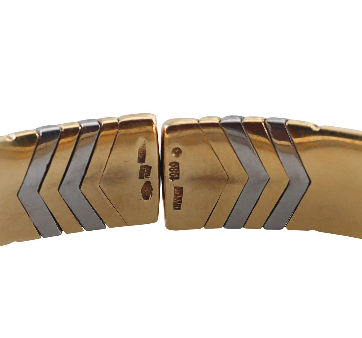 Bulgari Alveare Gold Steel Bangle Bracelet