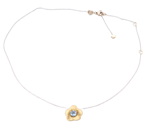 Pasquale Bruni 18k Gold Blue Topaz Flower Pendant Necklace