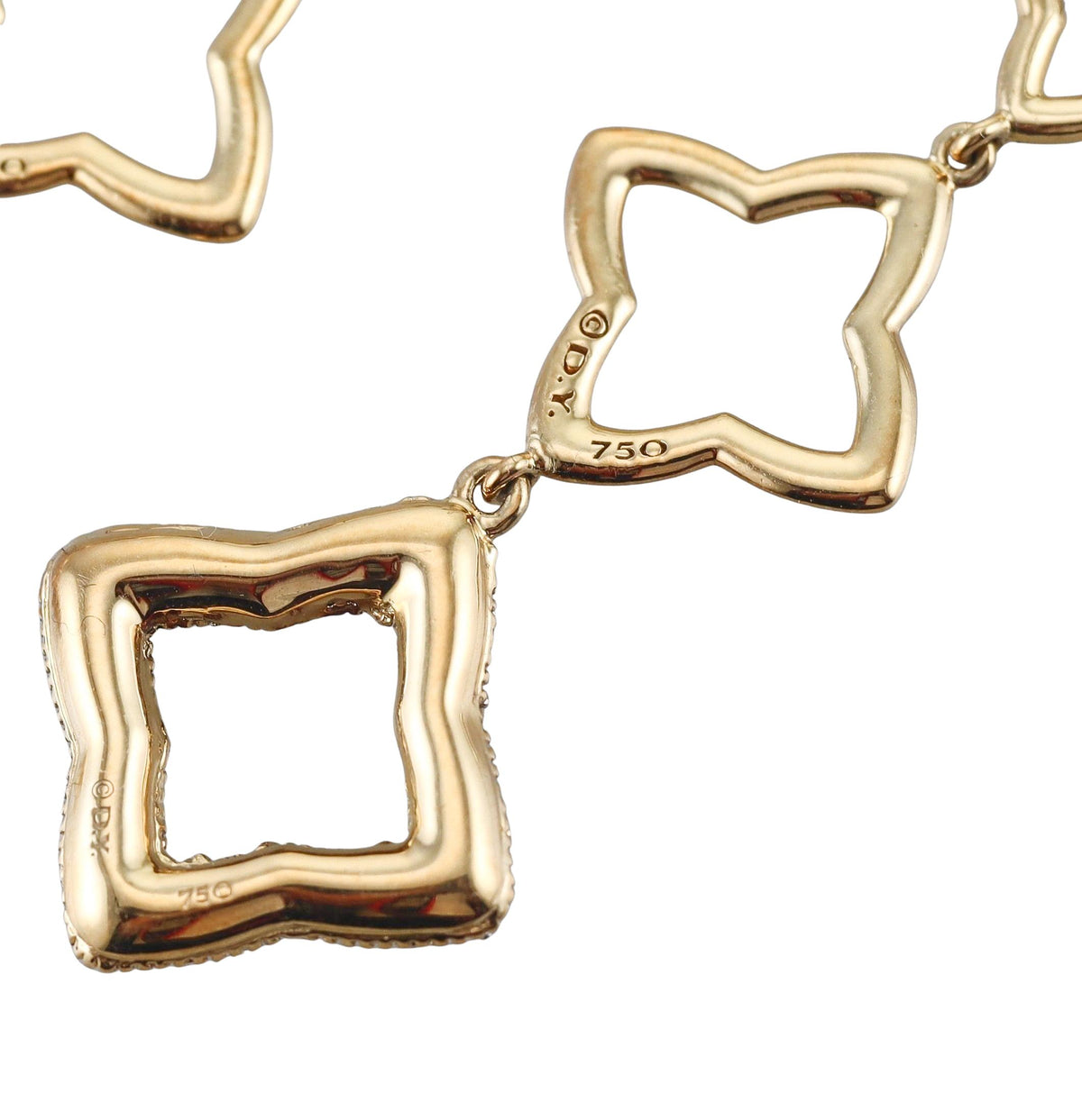 David Yurman Quatrefoil Diamond Gold Triple Drop Earrings