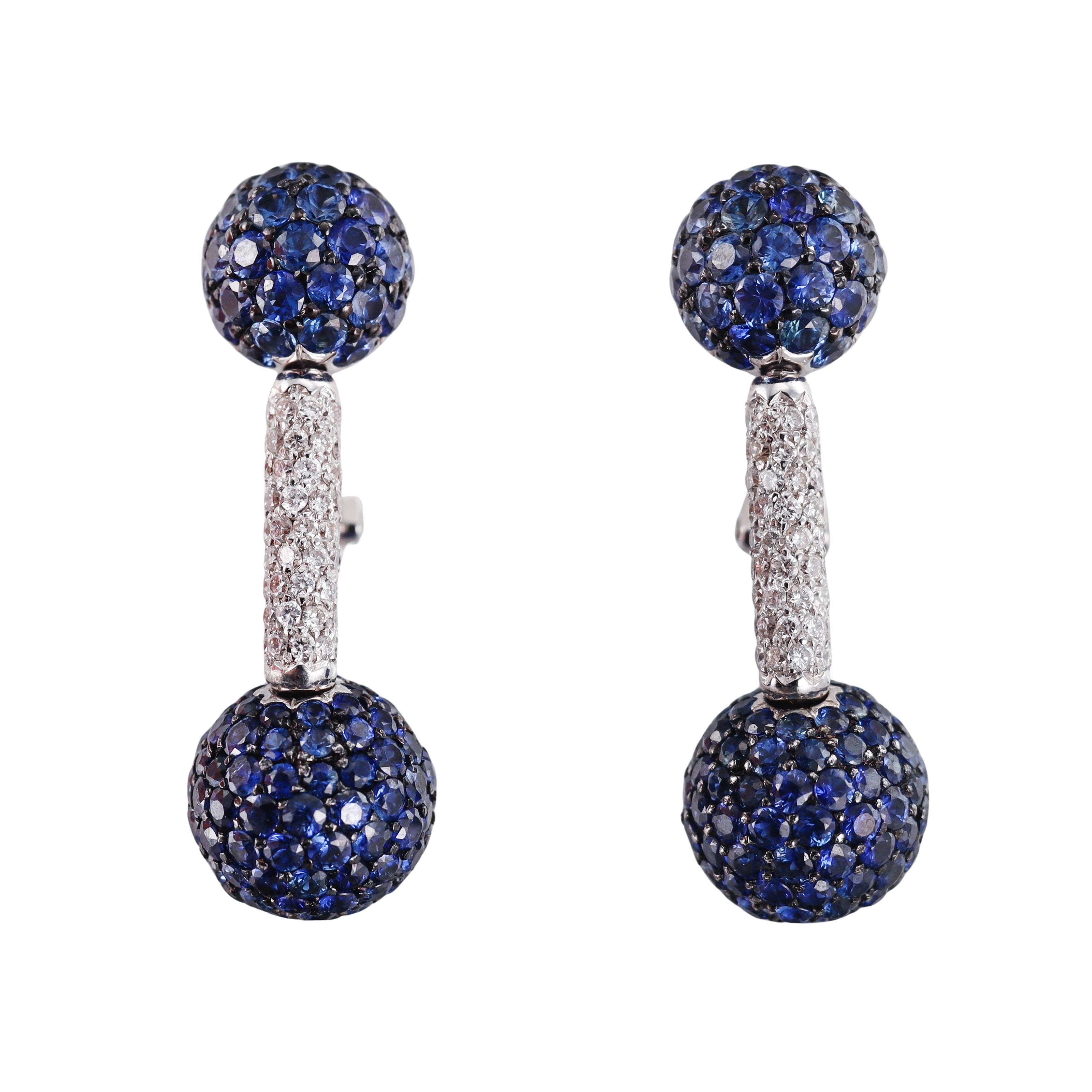 De Grisogono Boule Diamond Sapphire Gold Earrings