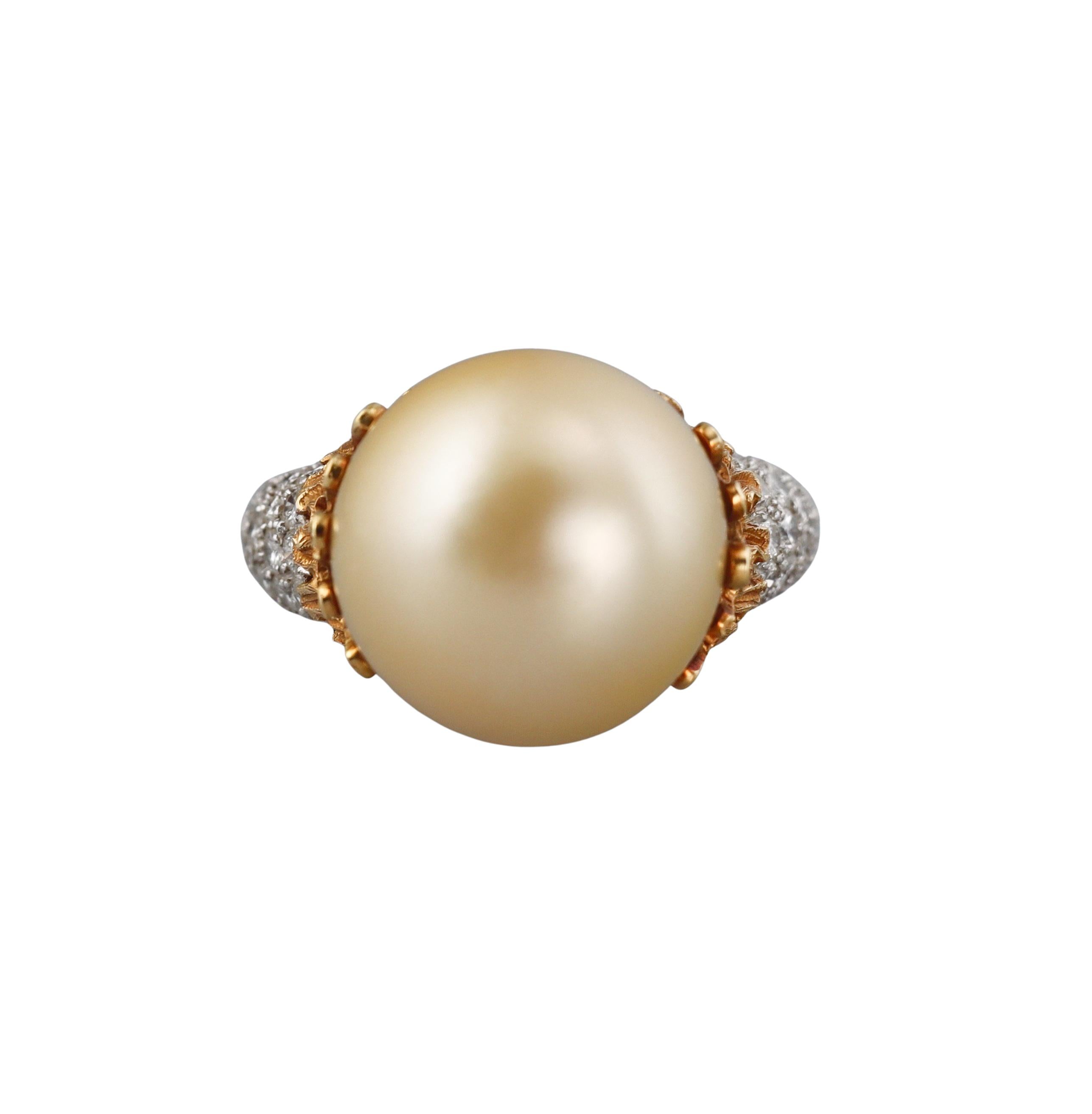 Buccellati South Sea Pearl Diamond Gold Ring