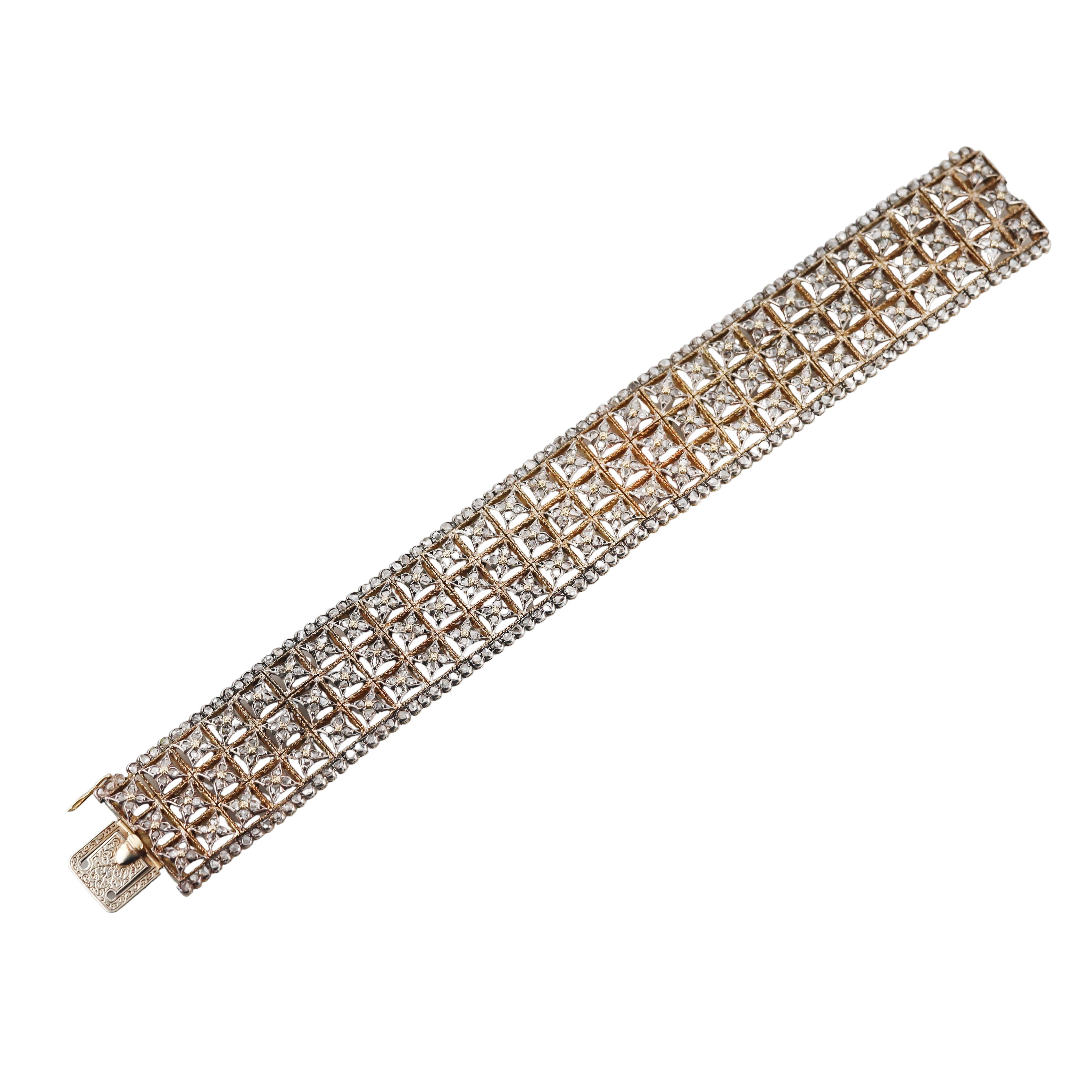 Mario Buccellati Rose Cut Diamond Gold Bracelet