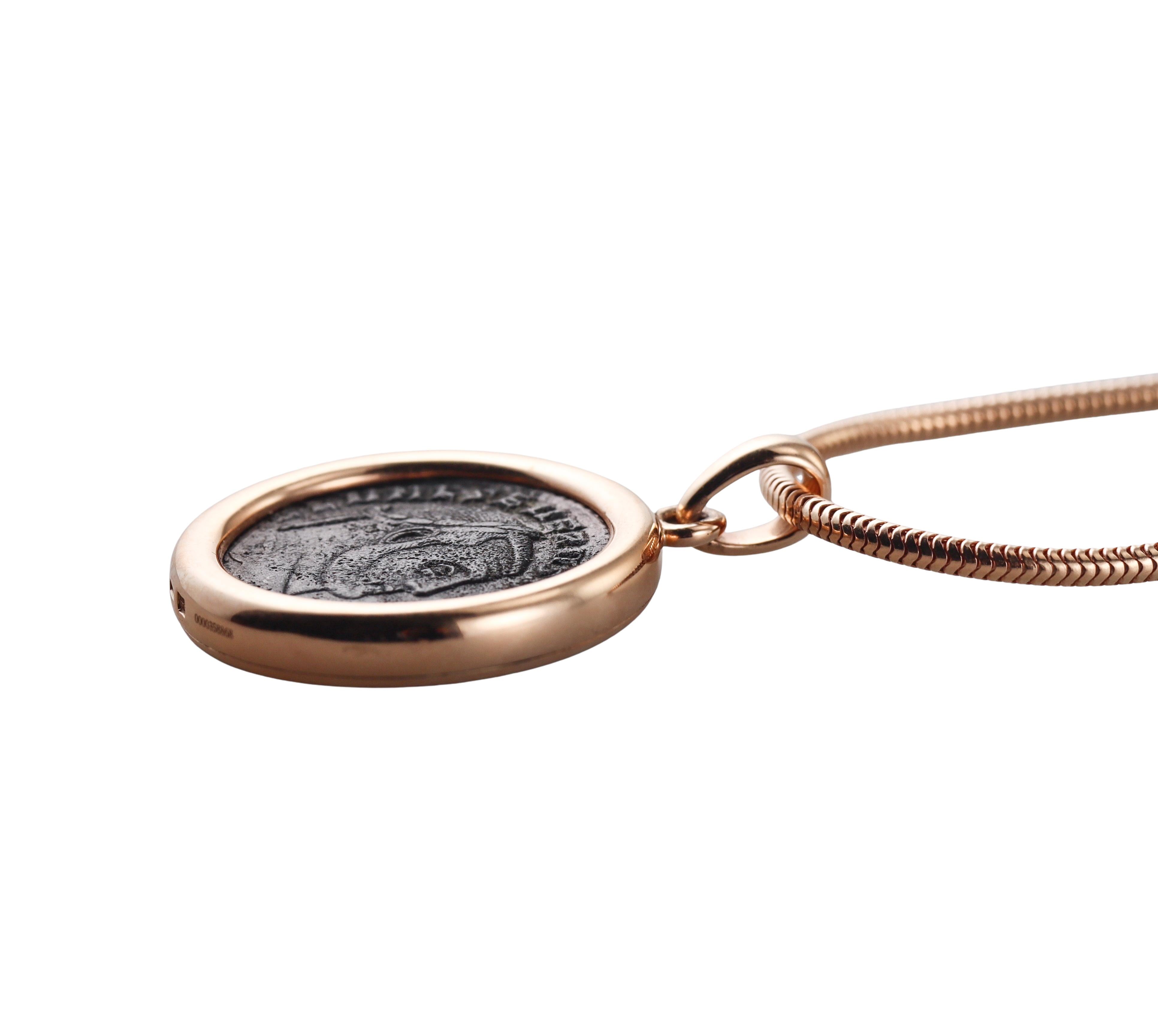 Bulgari Monete Carthago-Severus Caesar Ancient Coin Rose Gold Pendant Necklace