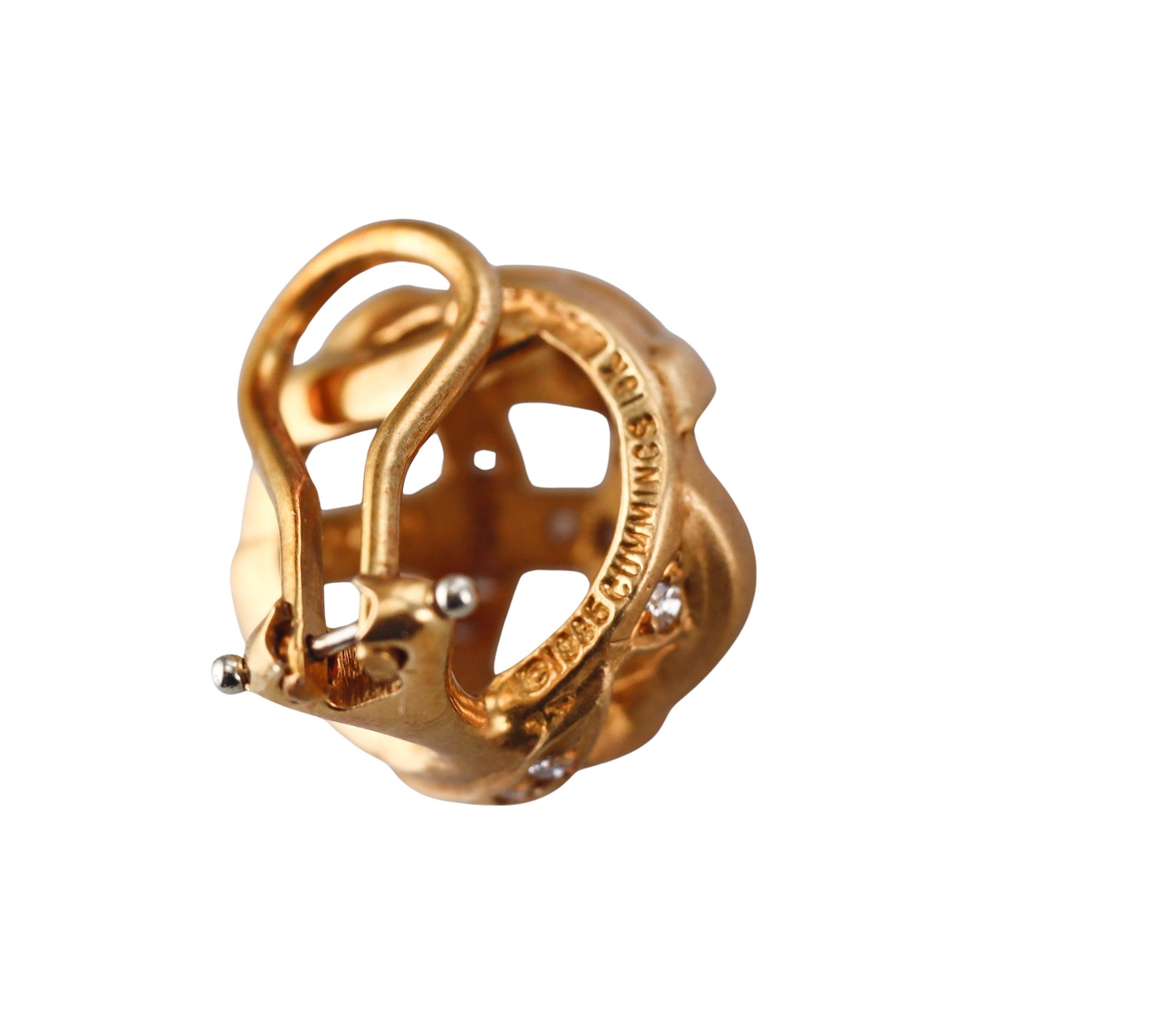 Angela Cummings Diamond Gold Woven Earrings