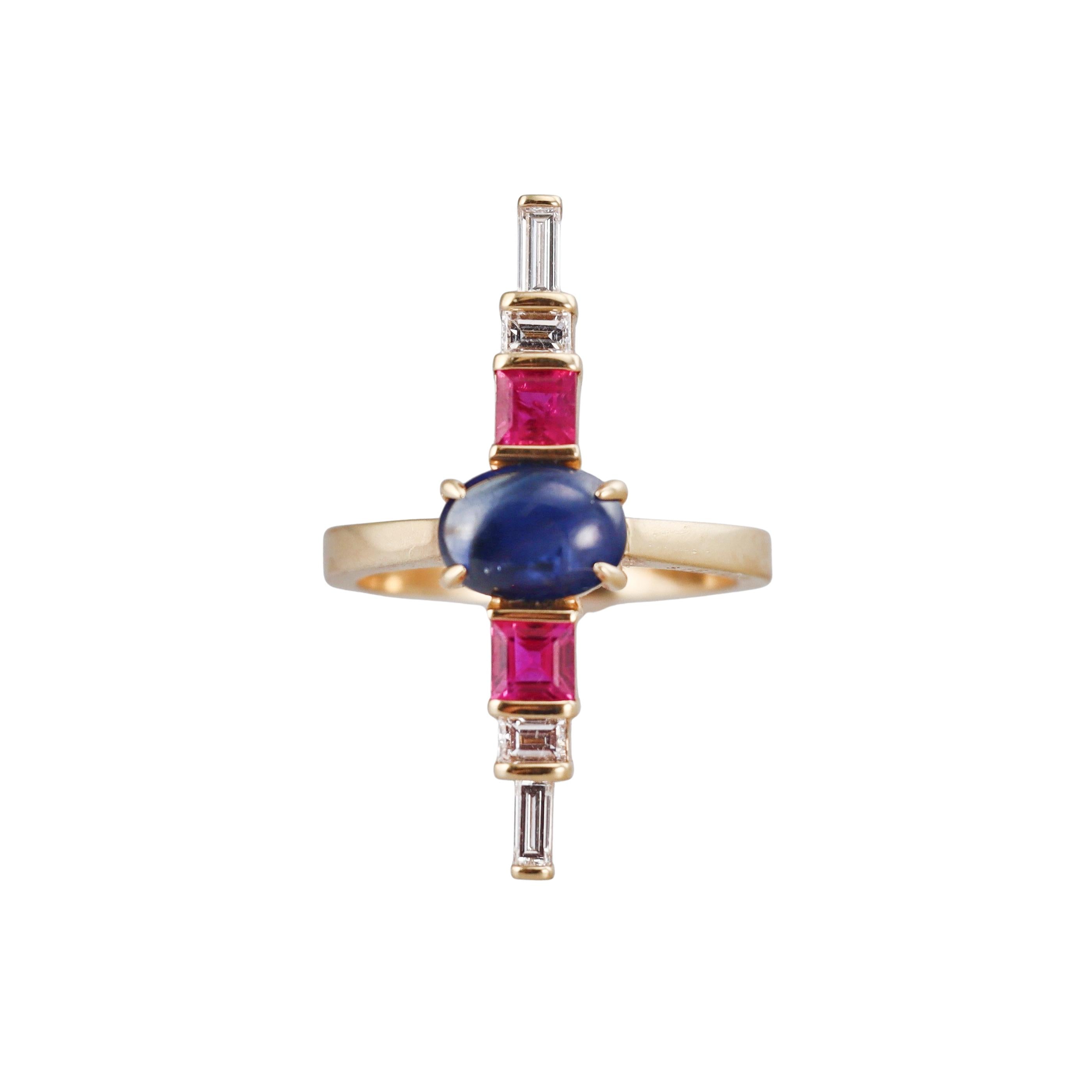 Aletto Brothers Diamond Sapphire Ruby Gold Ring