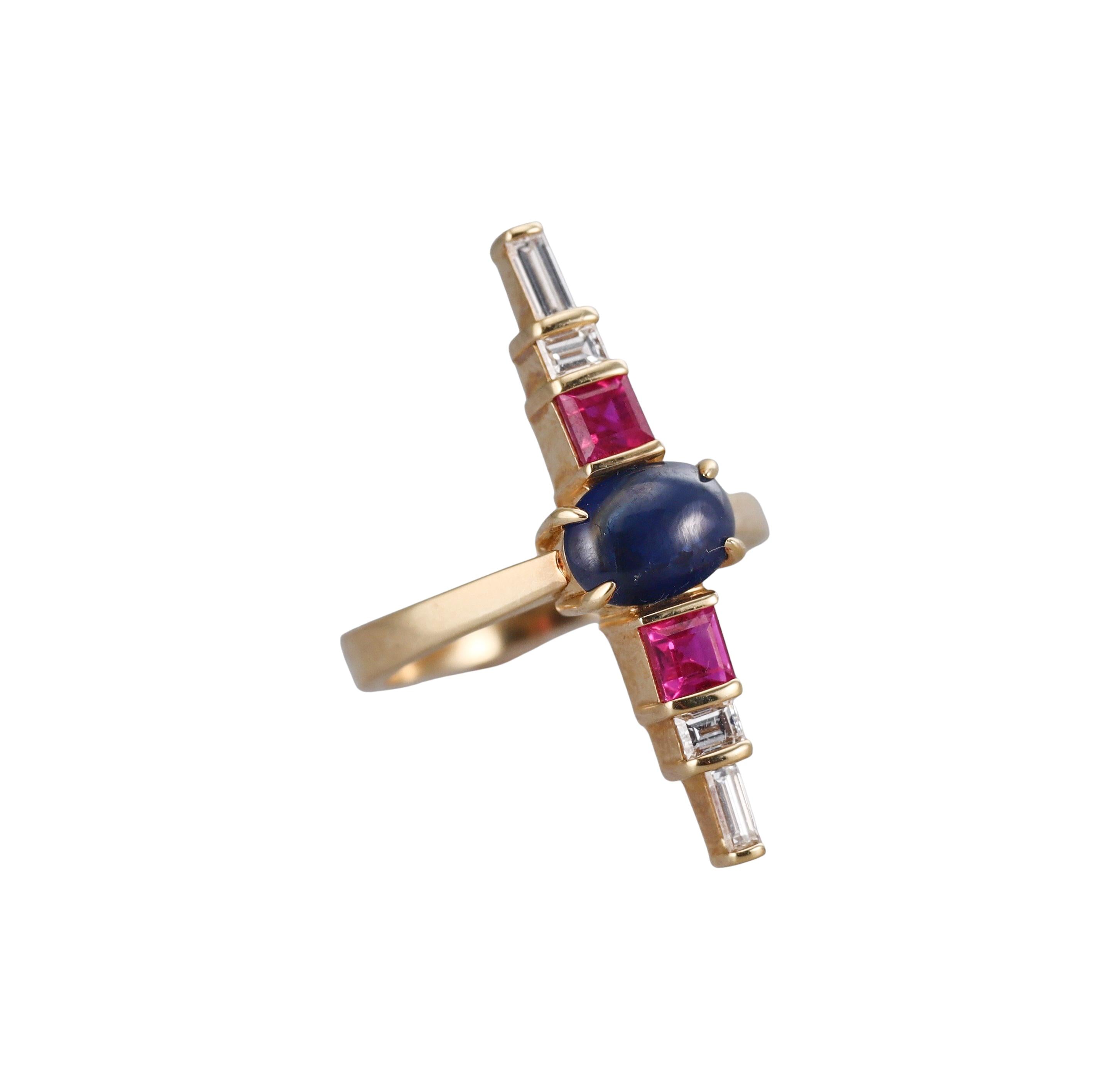 Aletto Brothers Diamond Sapphire Ruby Gold Ring