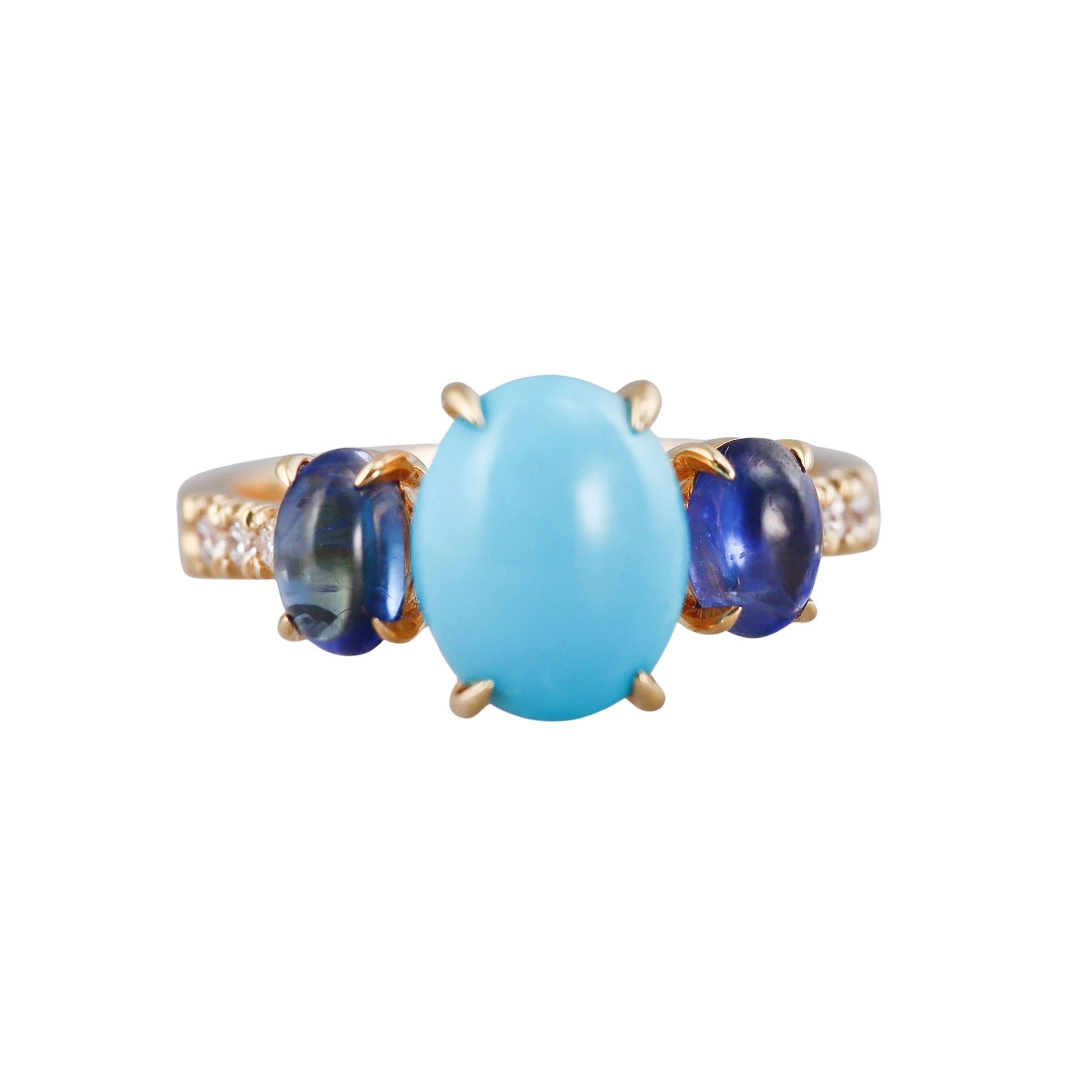 Aletto Brothers Turquoise Sapphire Diamond Gold Ring