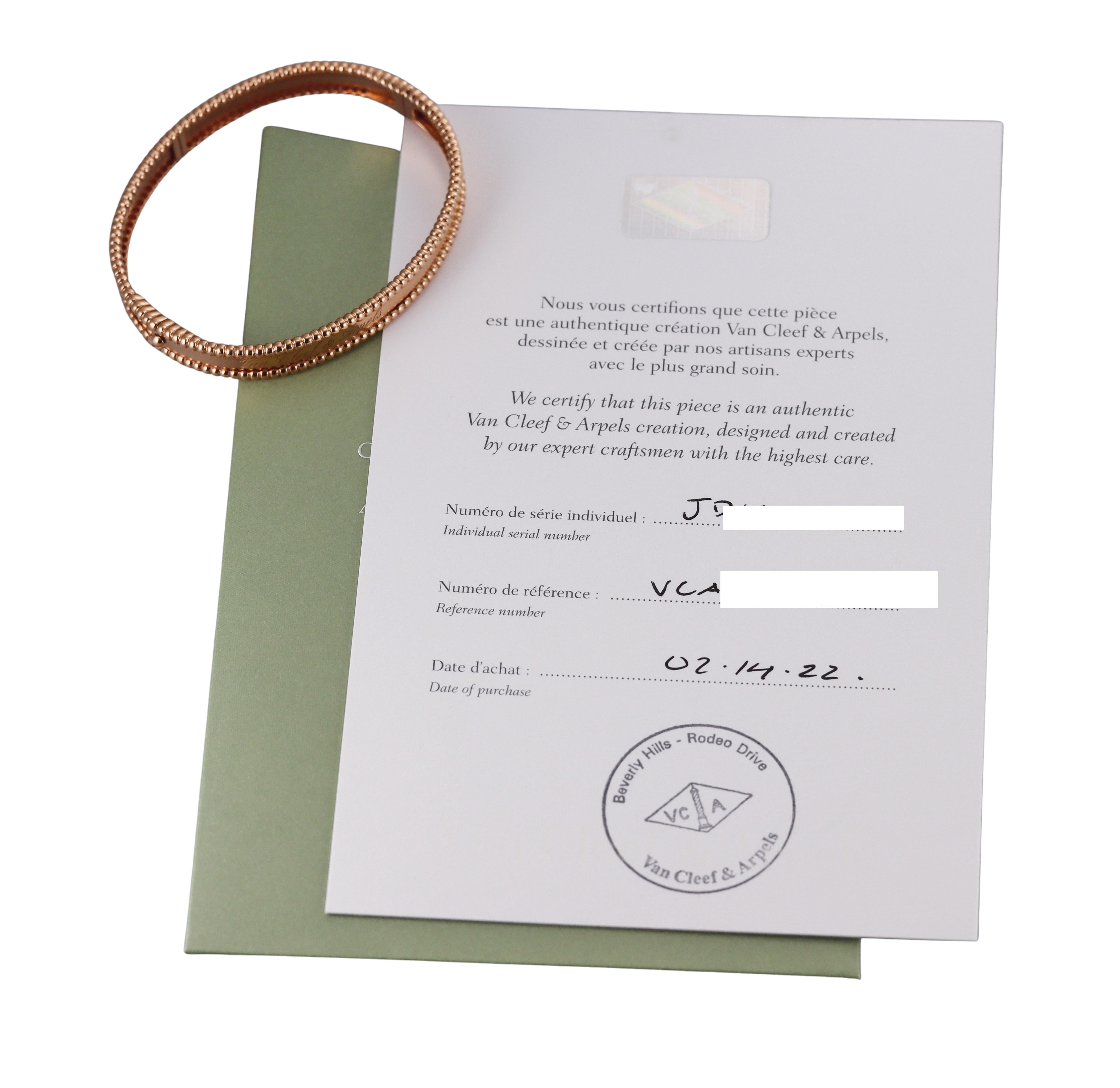Van Cleef & Arpels Perlee Rose Gold Bracelet Size M