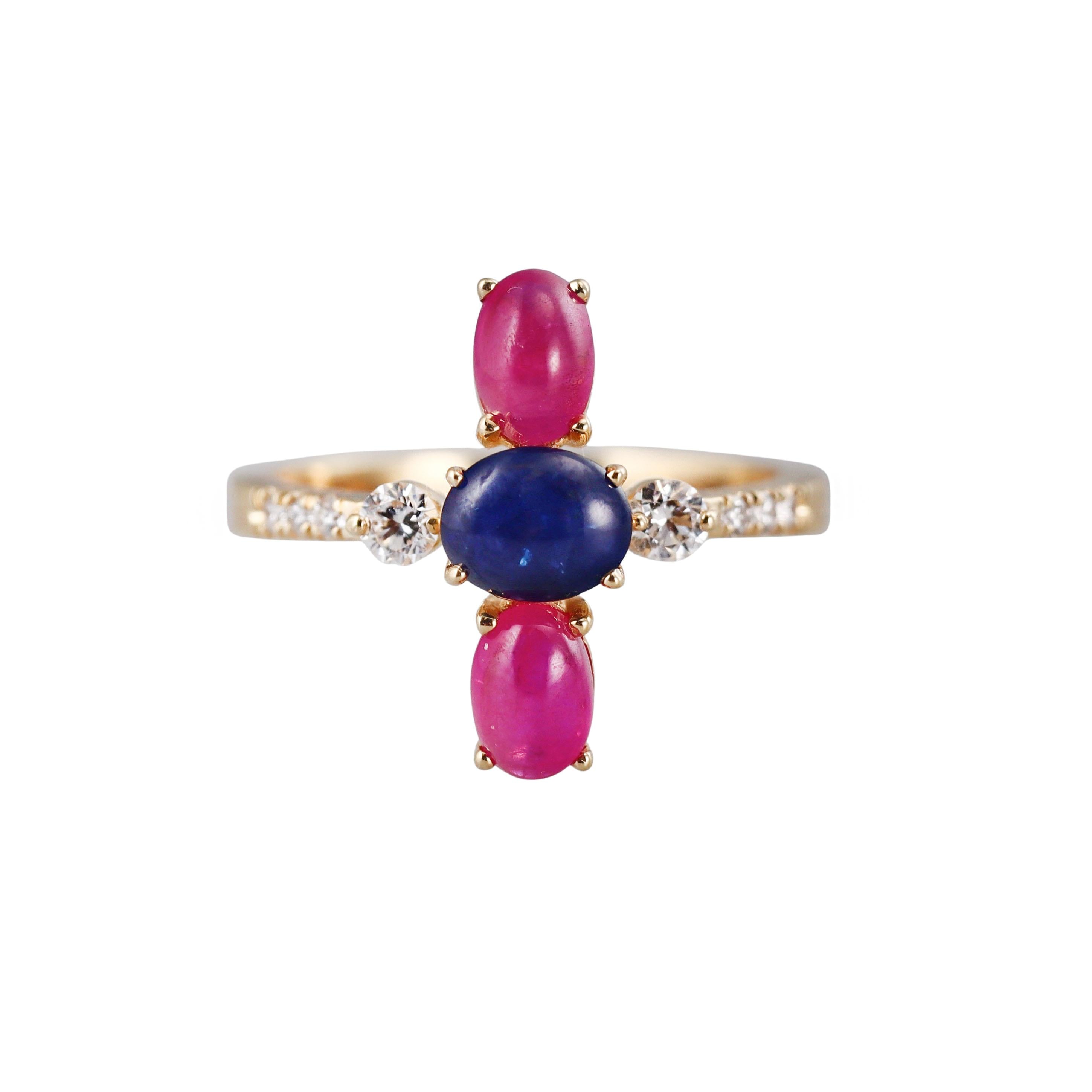Aletto Brothers Ruby Sapphire Diamond Gold Ring