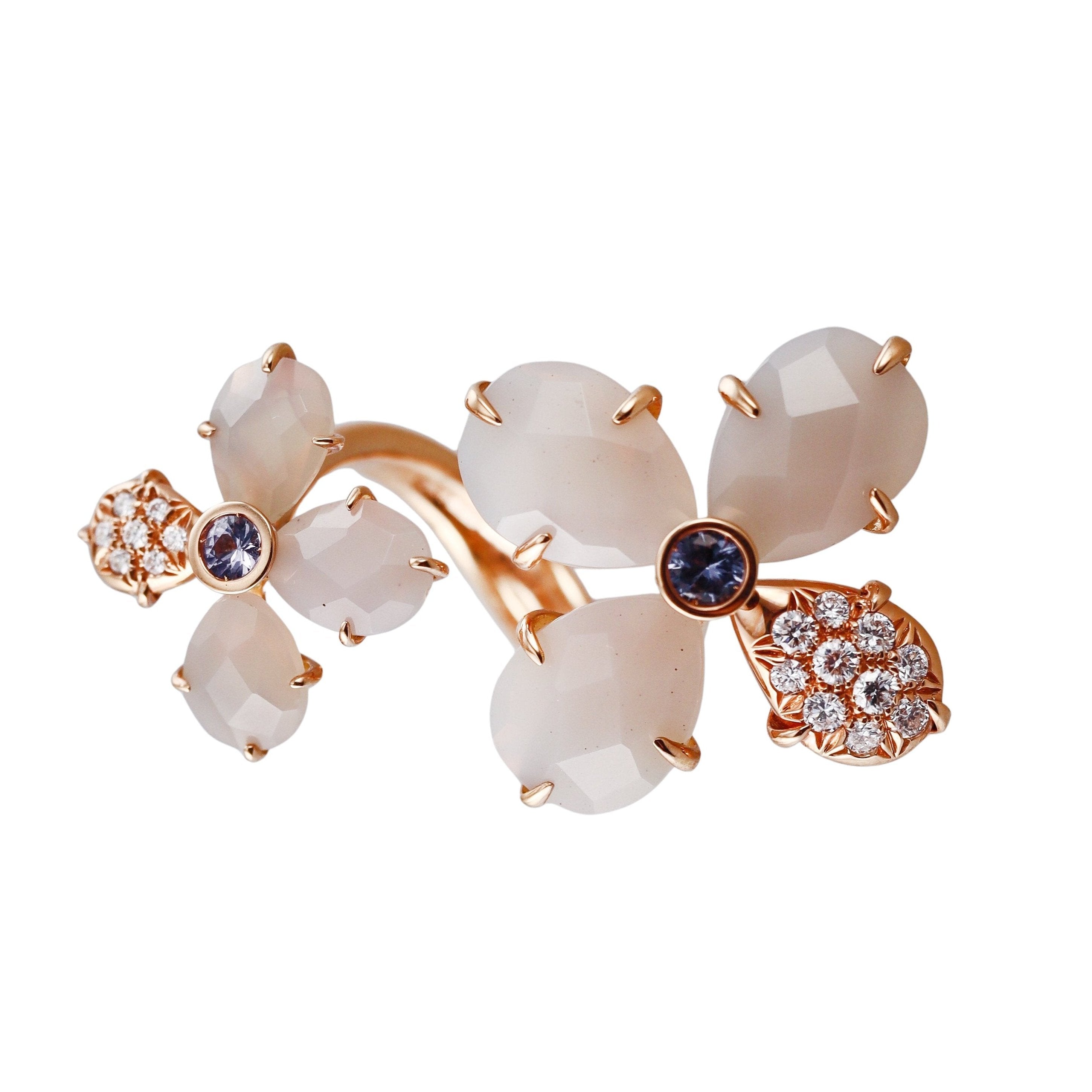 Mimi Milano Bloom Agate Diamond Spinel Flower Gold Ring