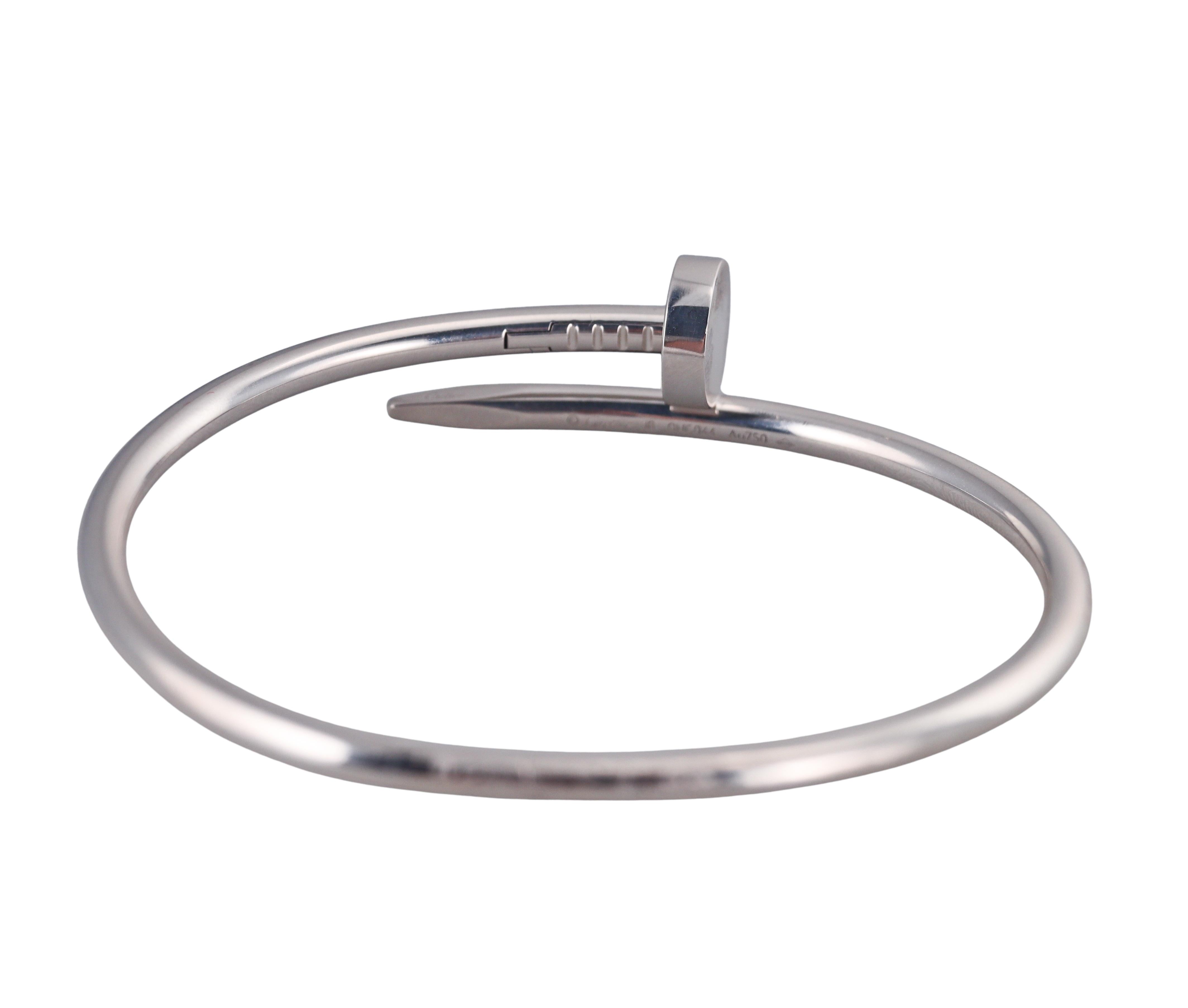 Cartier Juste Un Clou Nail White Gold Bracelet Size 18