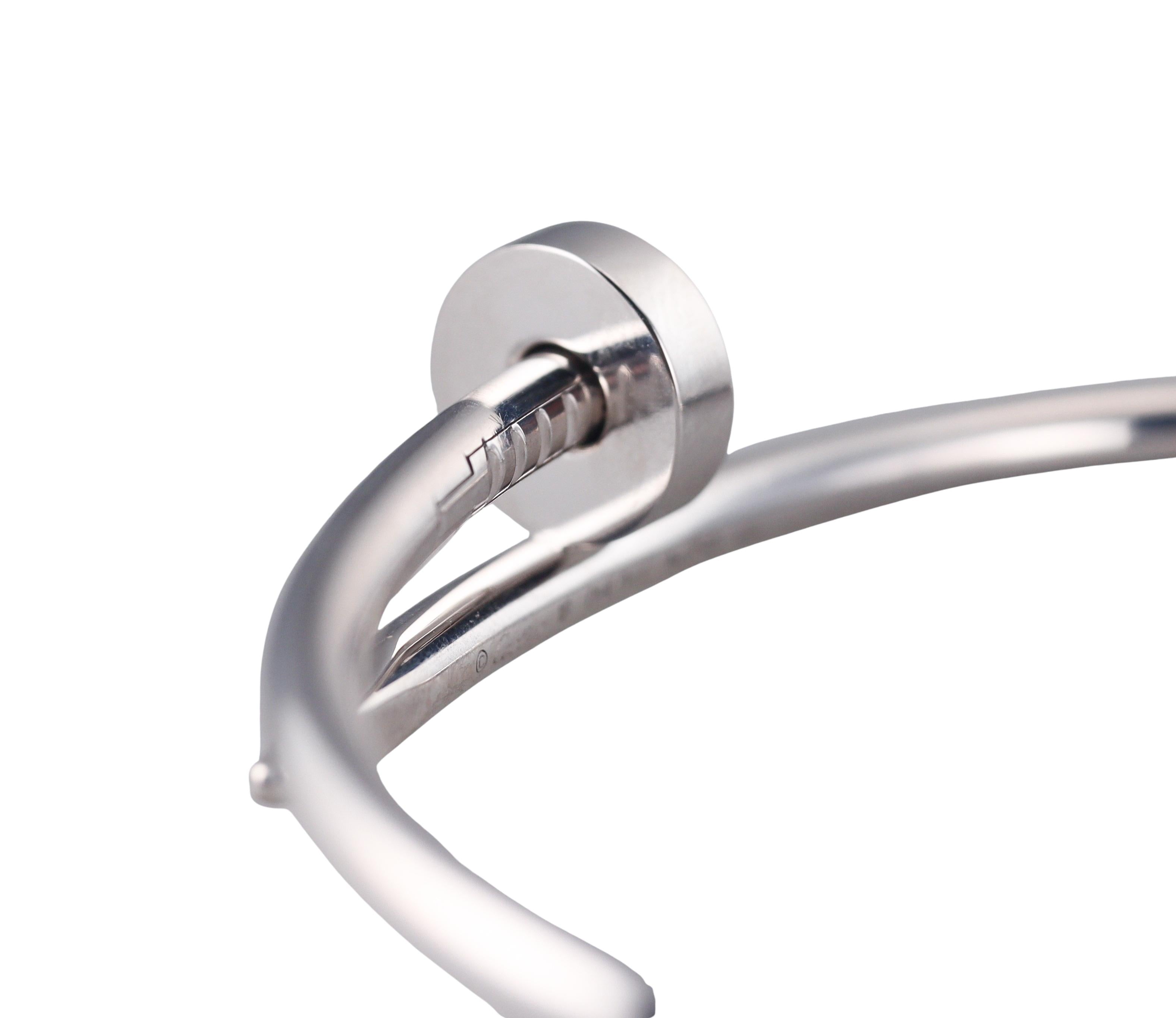 Cartier Juste Un Clou Nail White Gold Bracelet Size 18