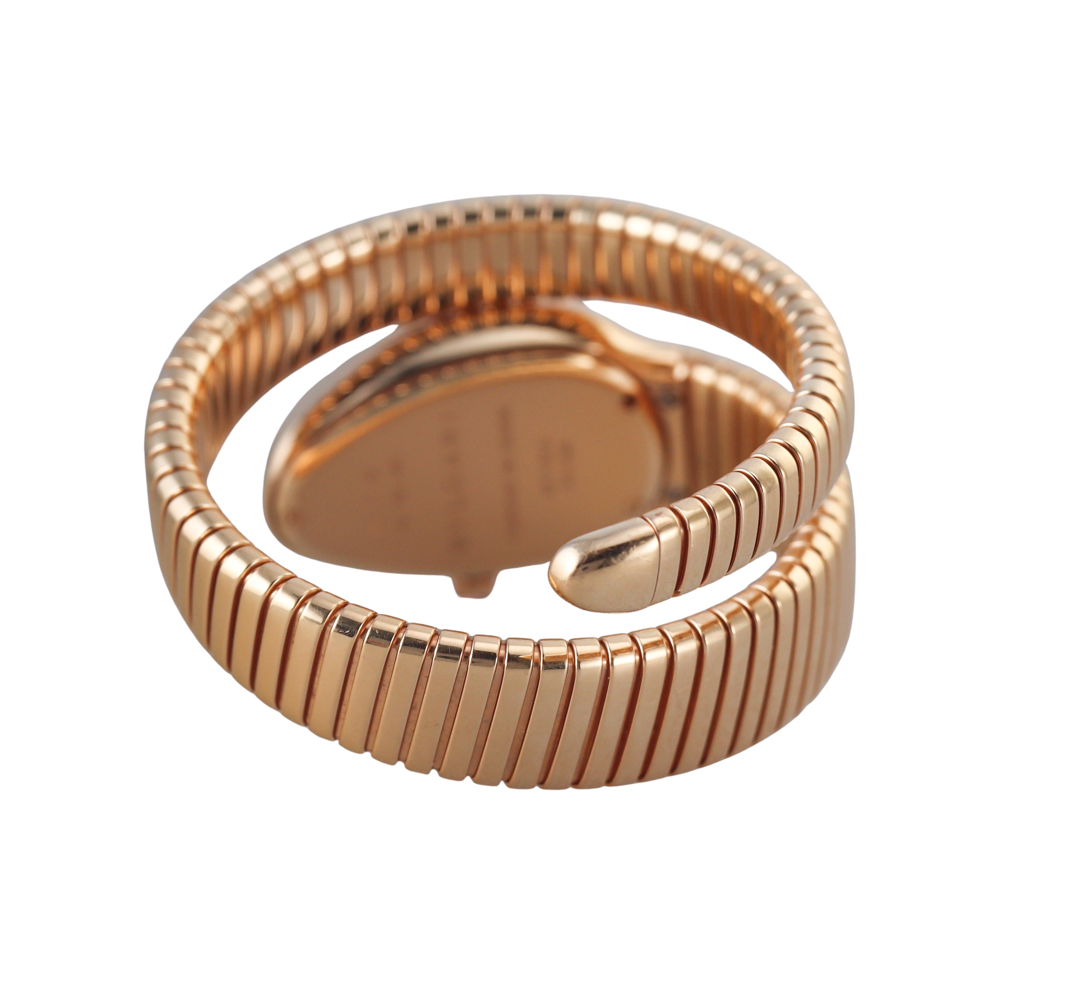 Bulgari Serpenti Tubogas Rose Gold Diamond Black Dial Ladies Watch SP P 35 G