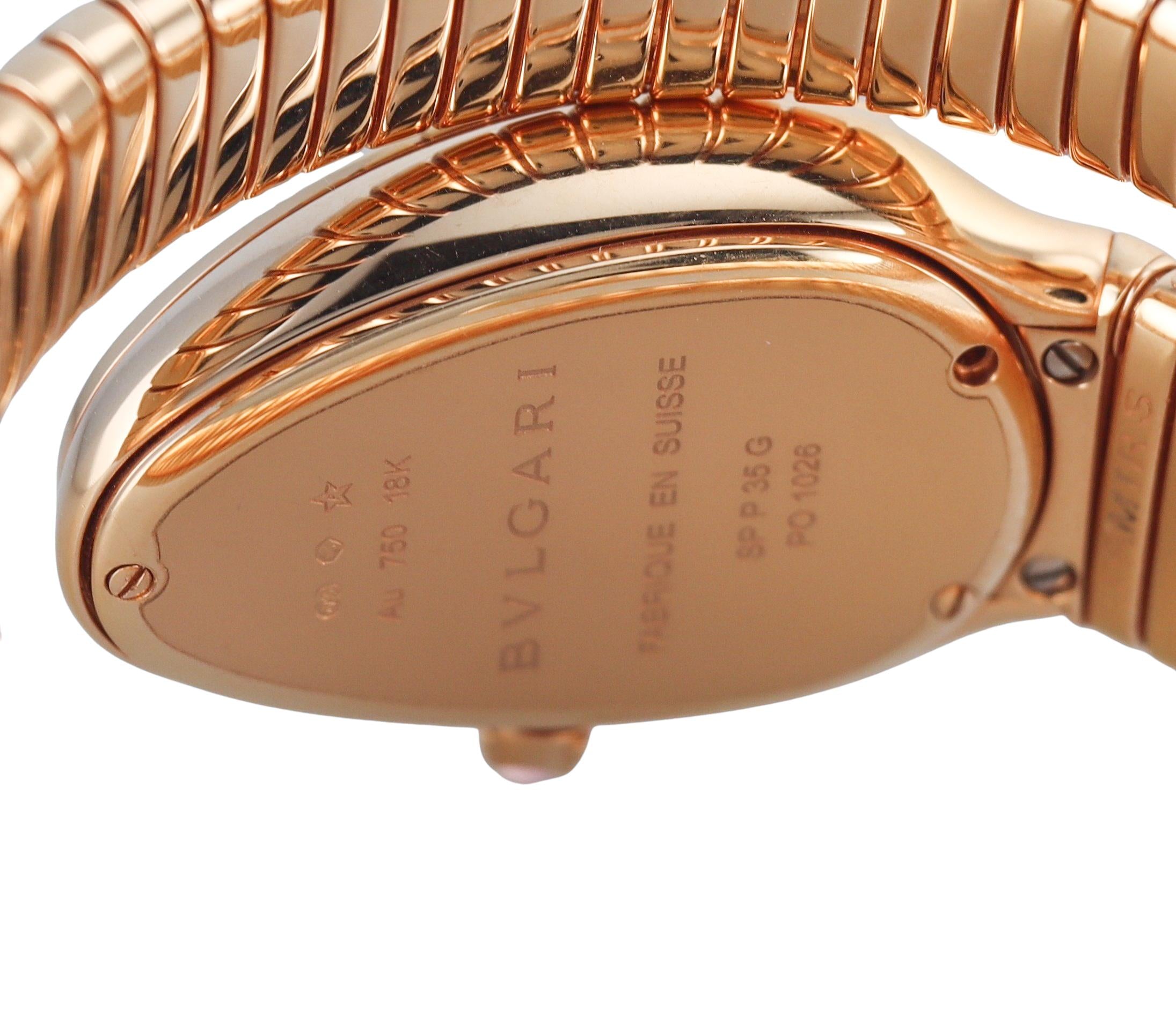 Bulgari Serpenti Tubogas Rose Gold Diamond Black Dial Ladies Watch SP P 35 G