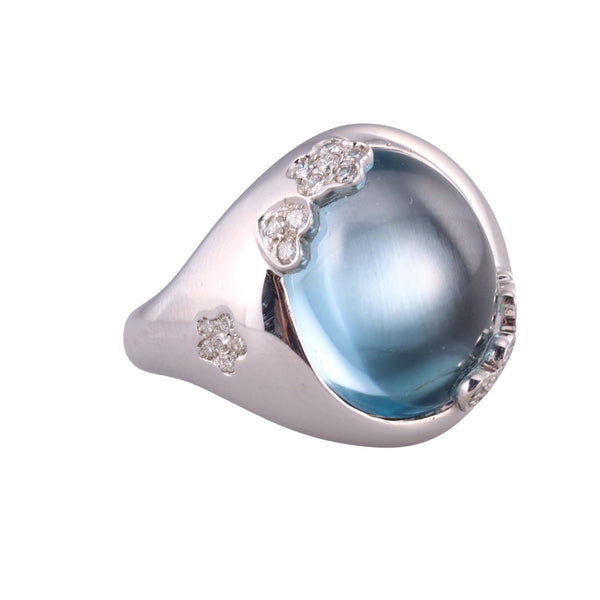 Pasquale Bruni 18k Gold Diamond Blue Topaz Ring
