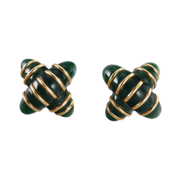 Angela Cummings Aventurine Gold Earrings