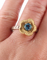Pasquale Bruni 18k Gold Blue Topaz Flower Ring