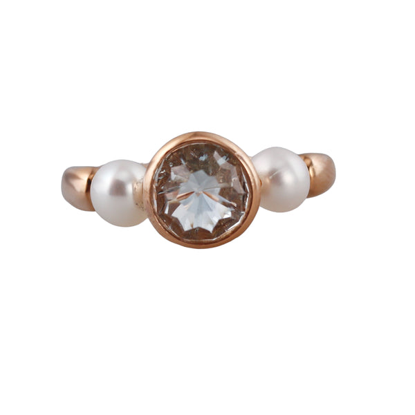 Mimi Milano Happy Prasiolite Pearl Gold Ring