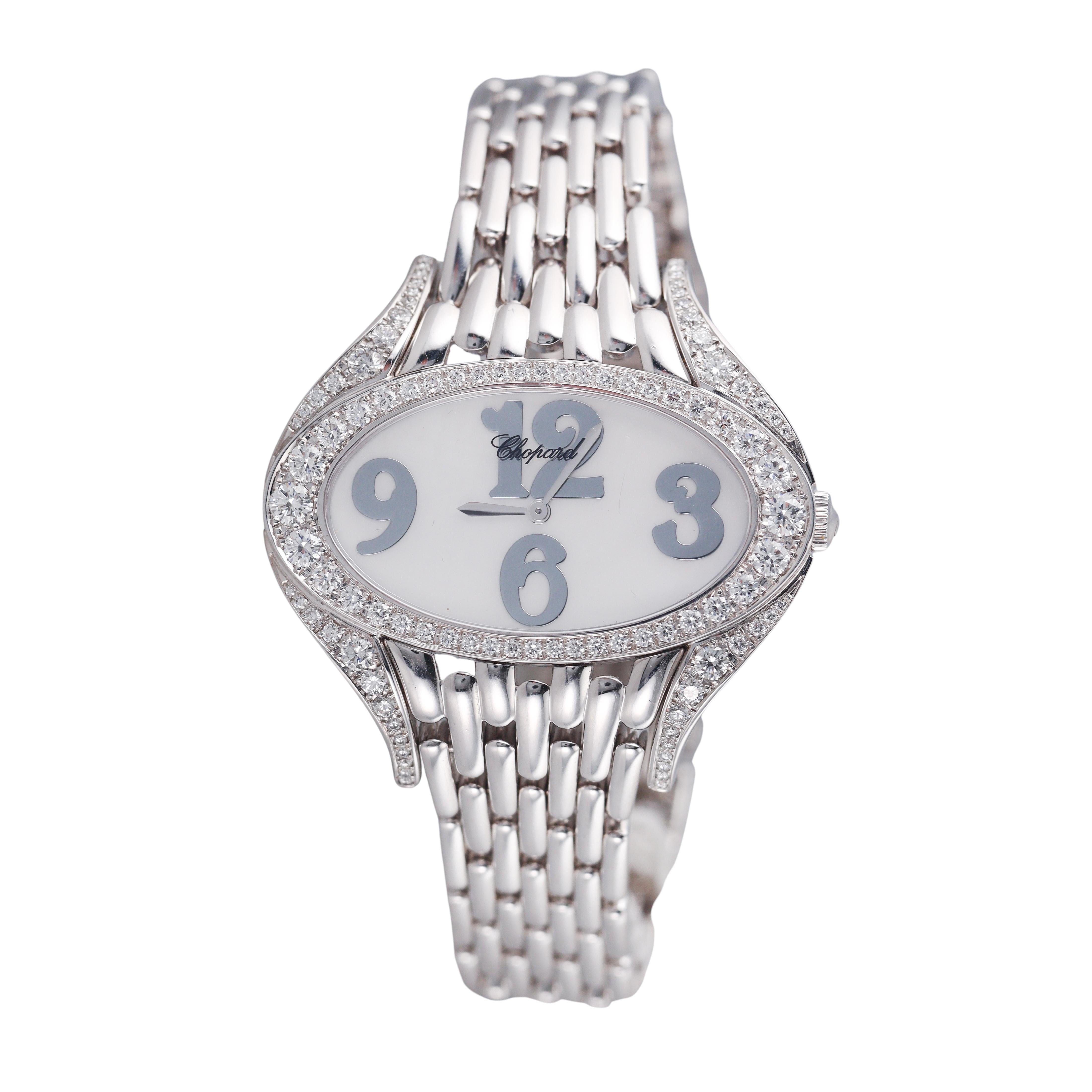 Chopard Diamond Mother of Pearl White Gold Mechanical Ladies Watch
