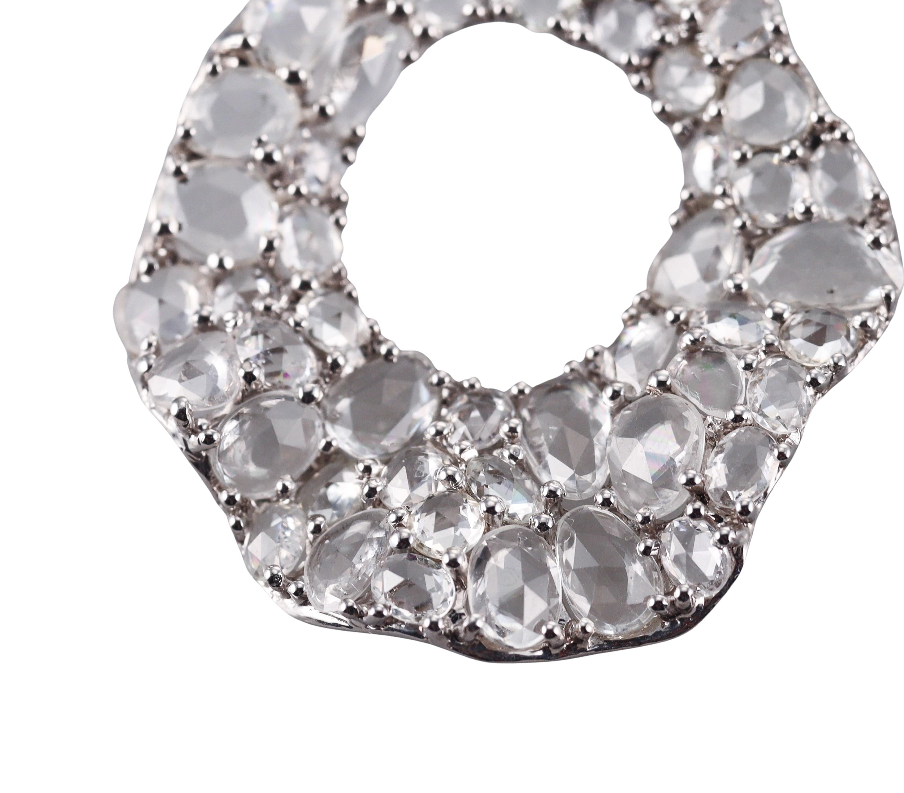 White Sapphire Diamond Gold Drop Earrings