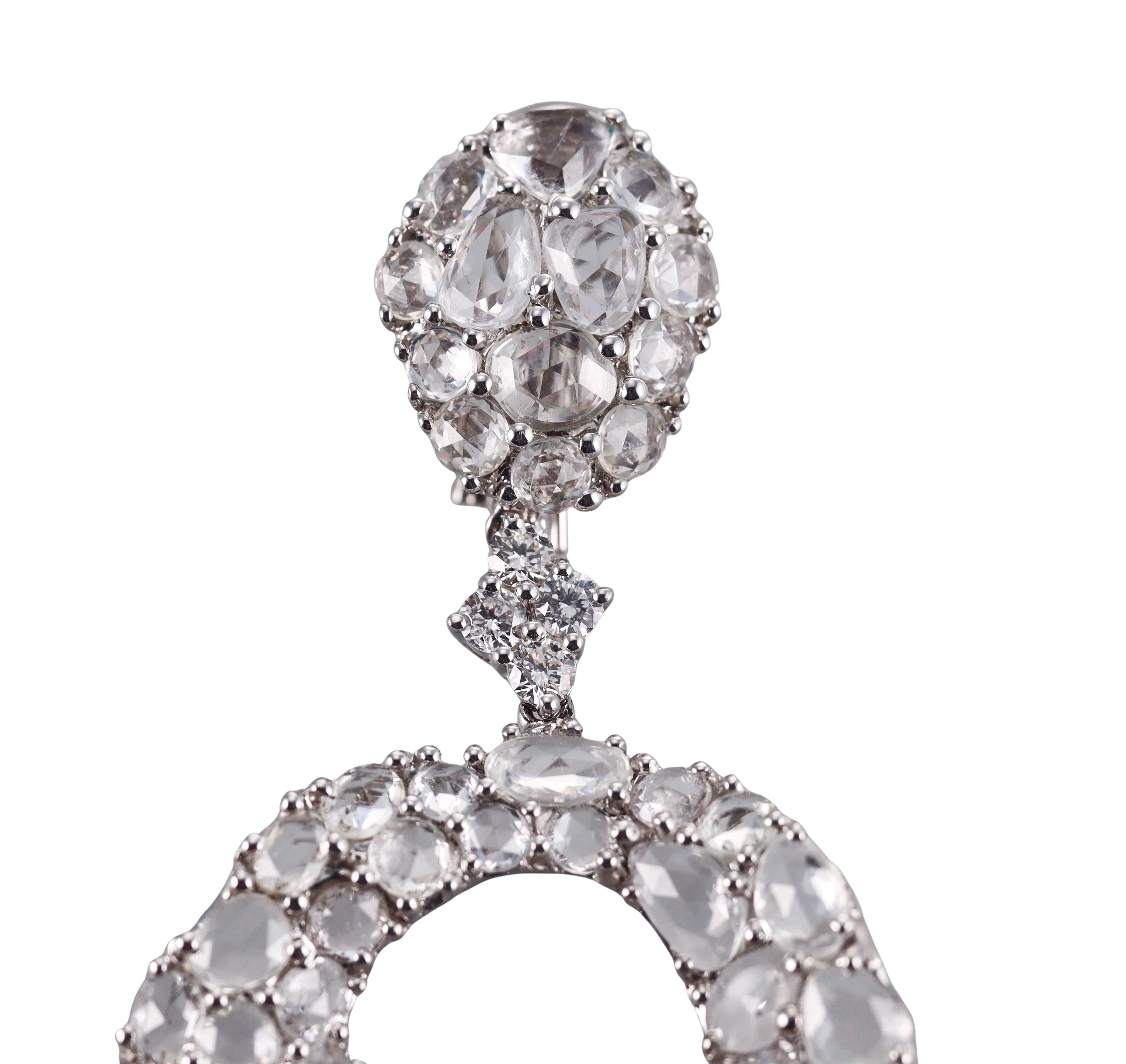 White Sapphire Diamond Gold Drop Earrings