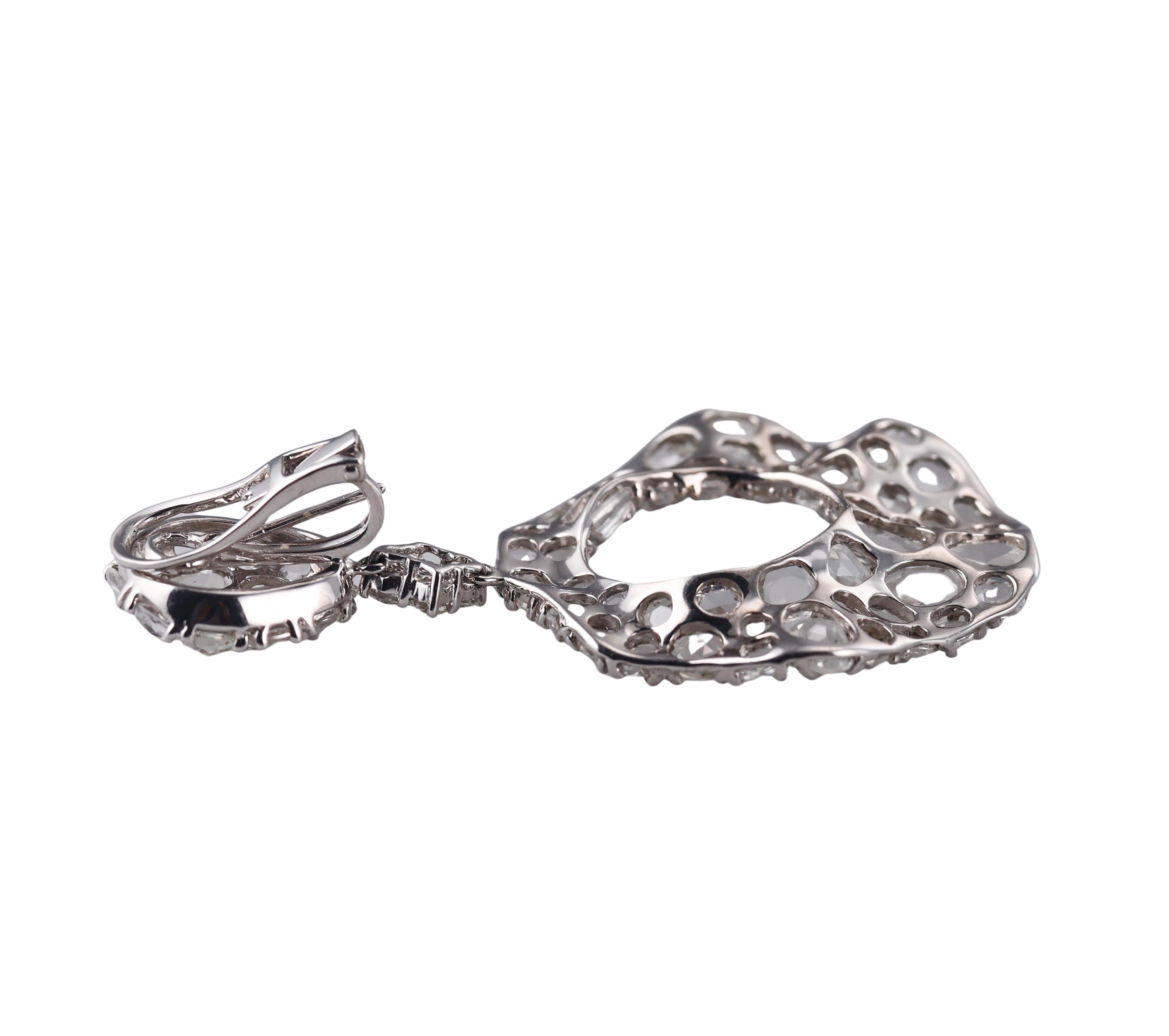 White Sapphire Diamond Gold Drop Earrings