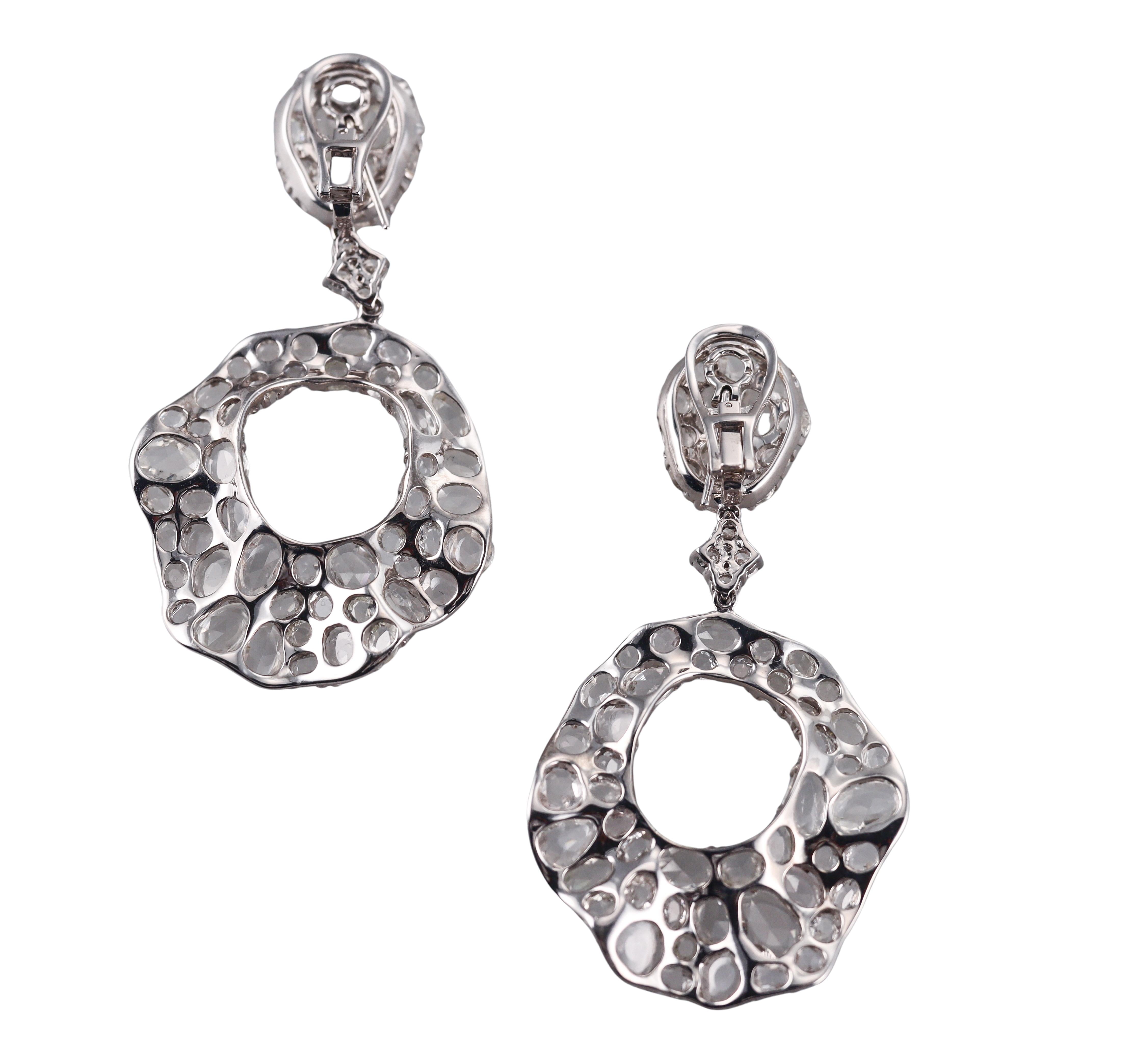 White Sapphire Diamond Gold Drop Earrings