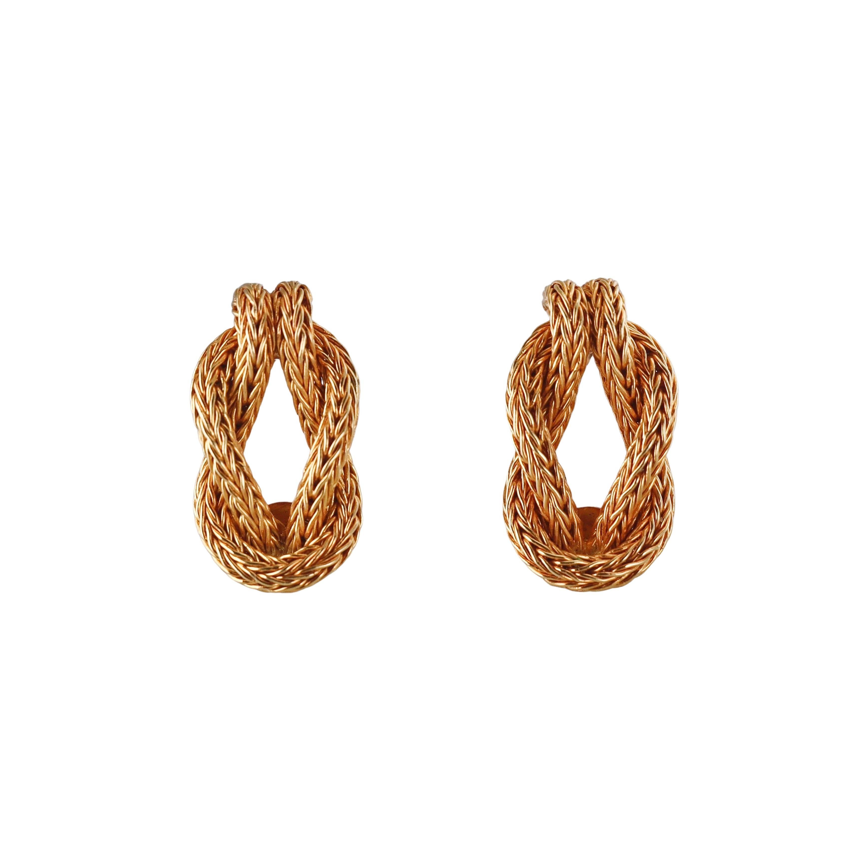 Lalaounis Greece Hercules Knot Gold Earrings