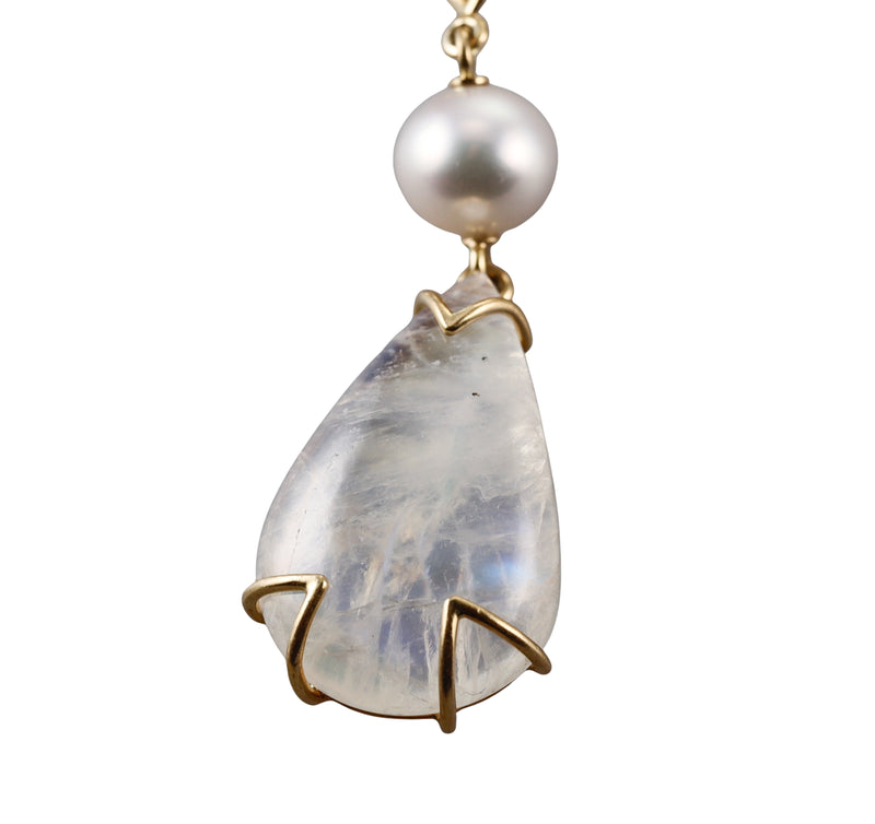 Verdura Gold Pearl Labradorite Diamond Rutilated Quartz Necklace