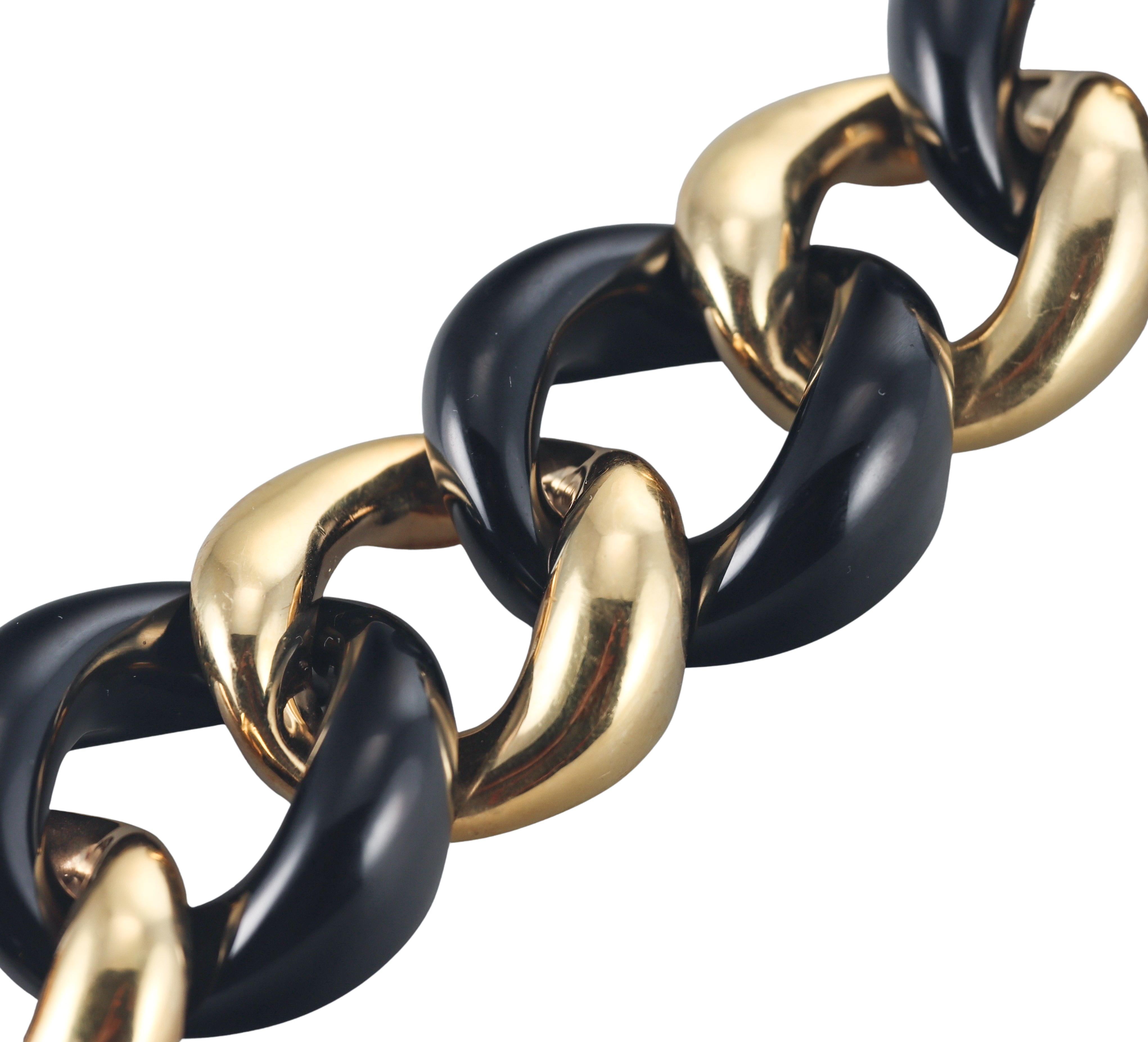 Seaman Schepps Onyx Gold Large Link Bracelet