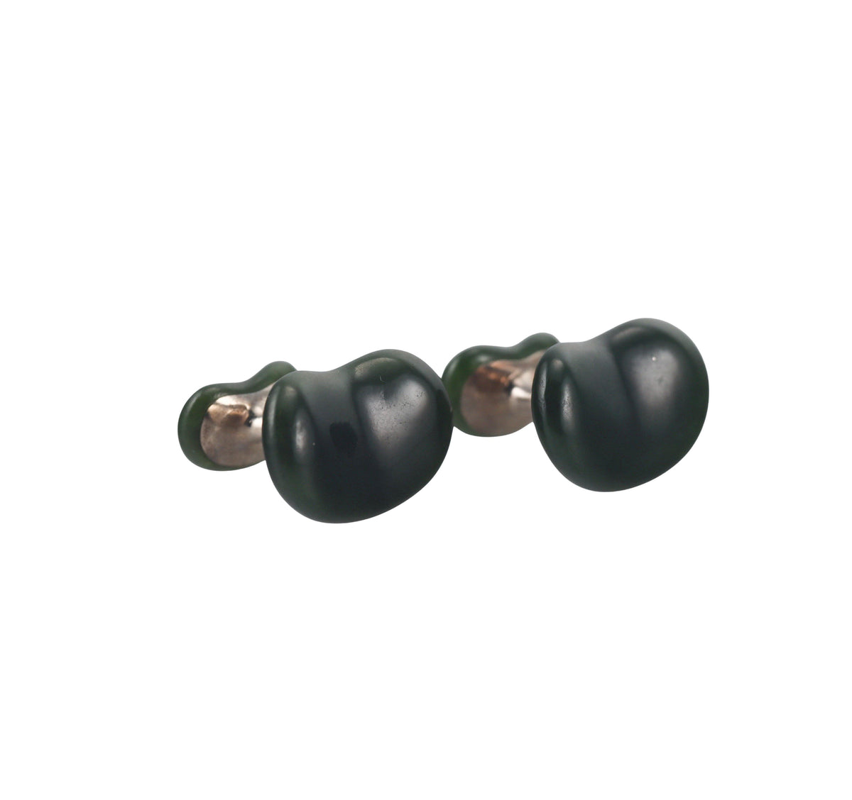 Tiffany & Co Elsa Peretti Nephrite Jade Silver Bean Cufflinks