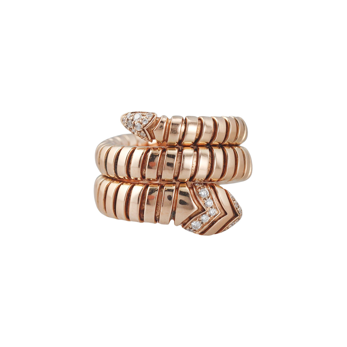 Bulgari Serpenti Tubogas Rose Gold Diamond Coil Wrap Ring