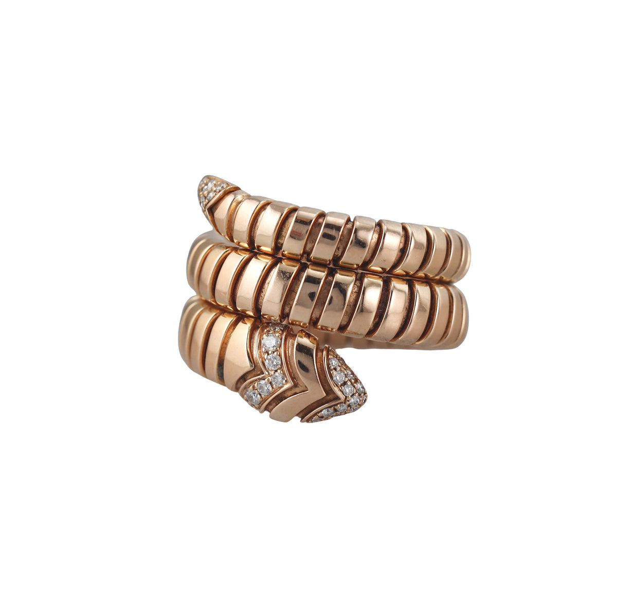 Bulgari Serpenti Tubogas Rose Gold Diamond Coil Wrap Ring