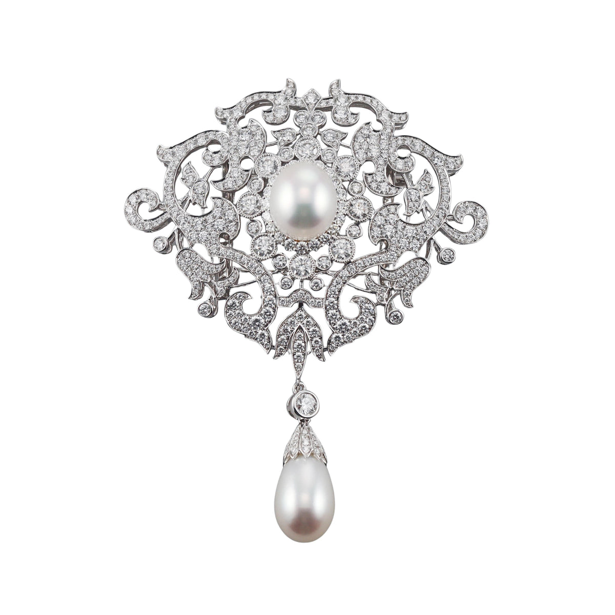 Diamond South Sea Pearl Gold Brooch Pin