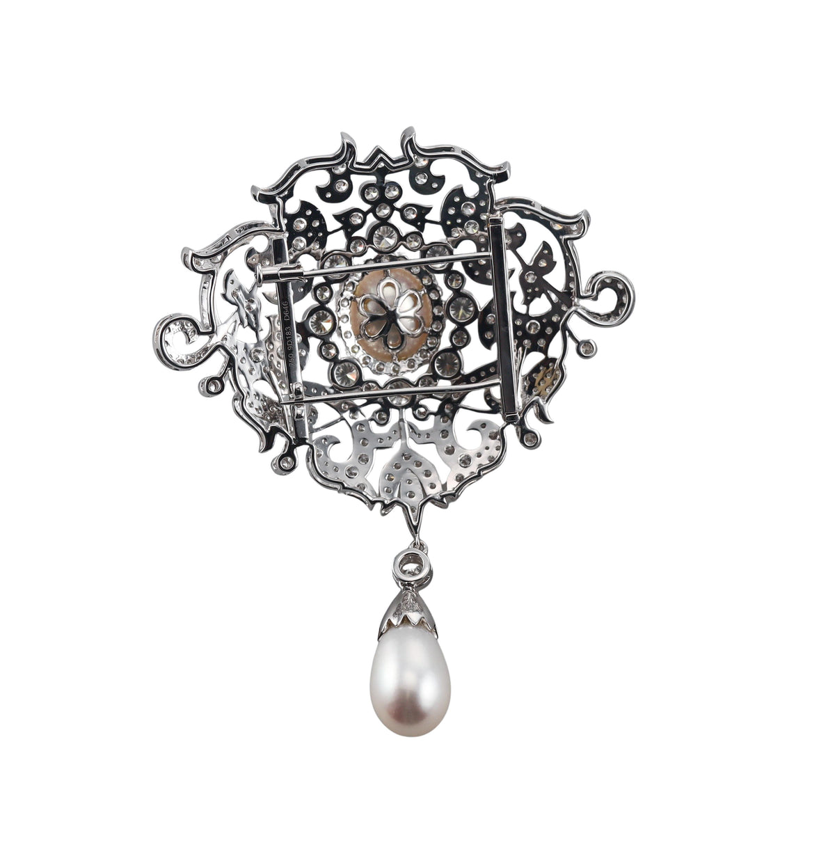 Diamond South Sea Pearl Gold Brooch Pin
