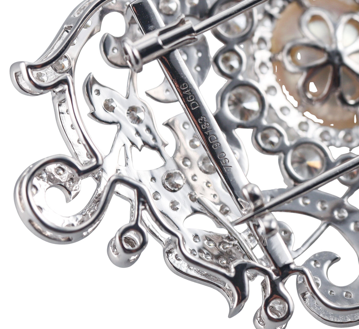 Diamond South Sea Pearl Gold Brooch Pin